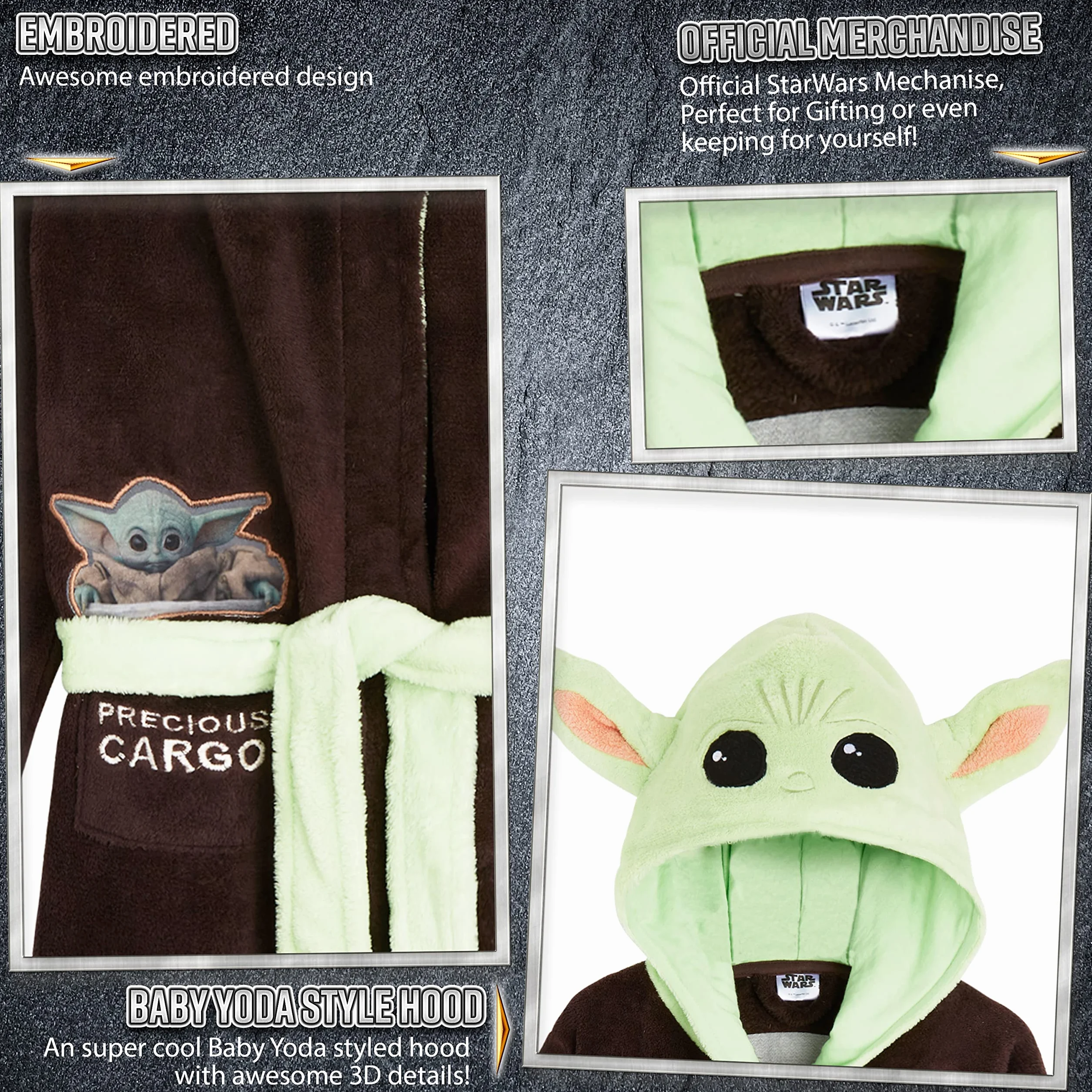 Gwiezdne Wojny Baby Yoda szlafrok dla dzieci, Mandalorian, szlafrok dla chłopców