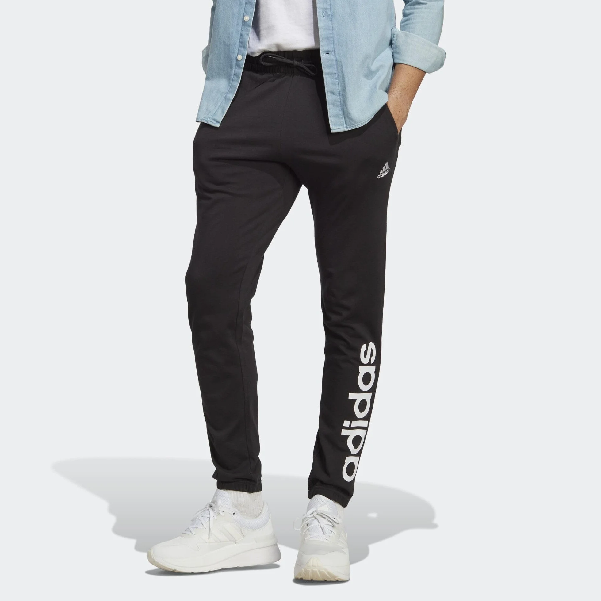 adidas Essentials Single Jersey Tapered Elasticized Cuff Logo Pants - Spodnie Mężczyźni