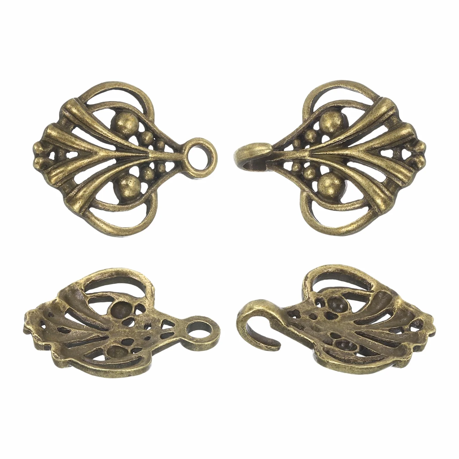 QUARKZMAN Broszka do peleryny, 2 pary haczyków i oczu, vintage zamki do warstw, swetrów, szalowych kołnierzyków i kardiganów (brązowa), 54 x 24mm