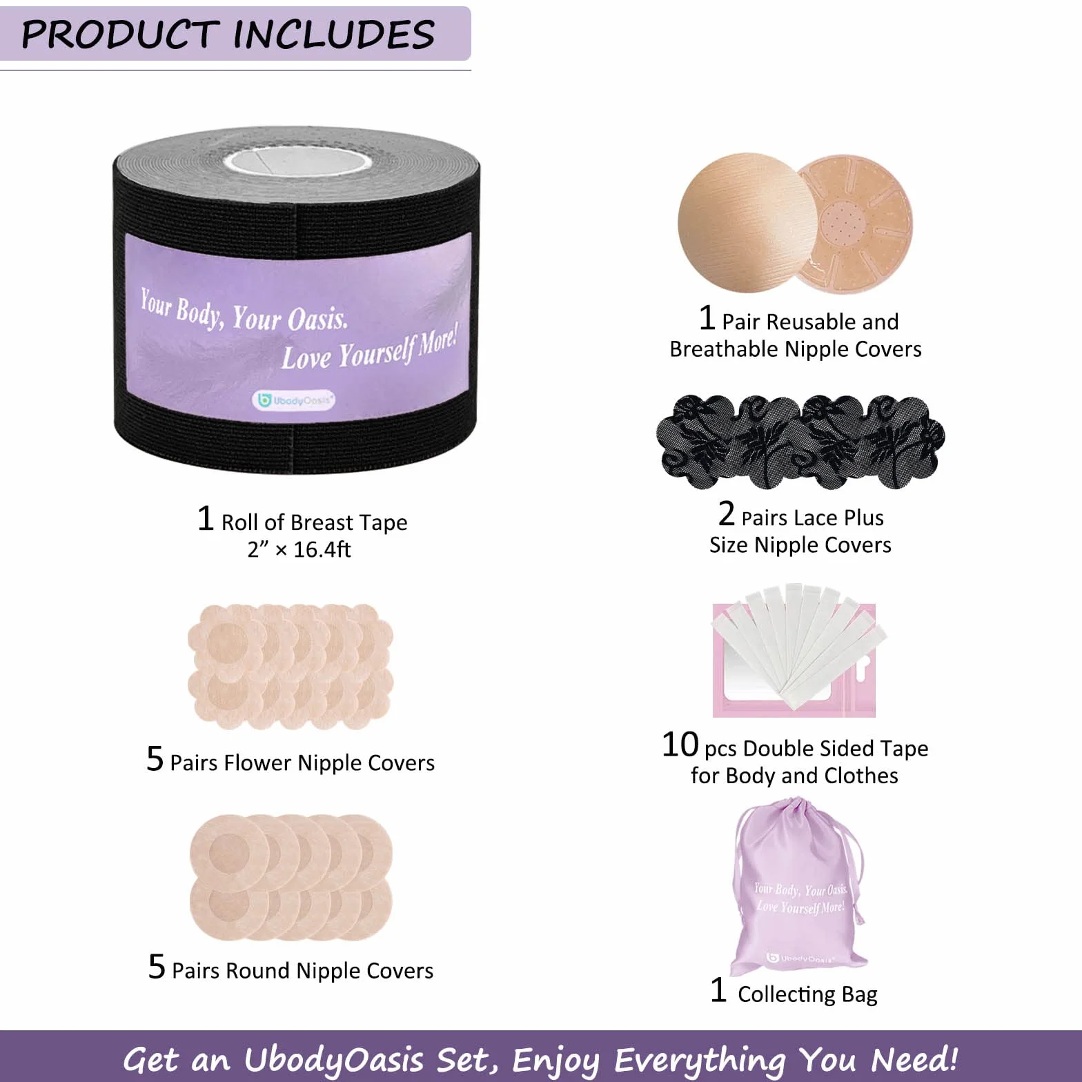 Boob Tape Set - Boobytape for Breast Lift and Nipple Covers for Women - Instant Lifting Boobytape for Breast Lift Plus Size and Good Lines Boobytape