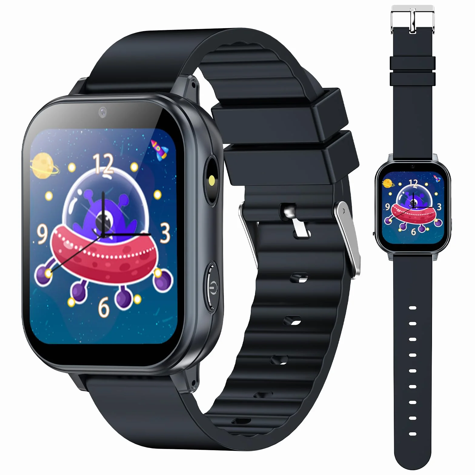 PTHTECHUS Smart Watch dla dzieci, zegarek dziecięcy z aparatem fotograficznym, odtwarzaczem MP3, do nauki i zabawy, prezent dla dzieci w wieku 3-12 lat, czarny