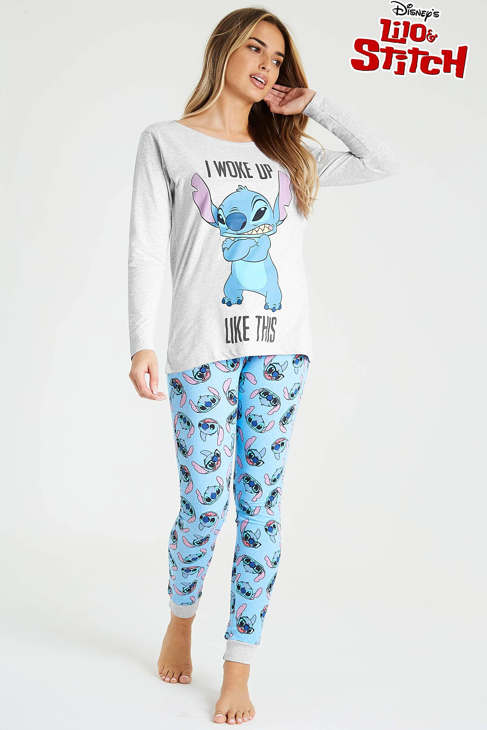 Disney Piżama damska - Piżama Stitch Piżama Damska bawełna S-2XL Stitch Gadżet Prezent