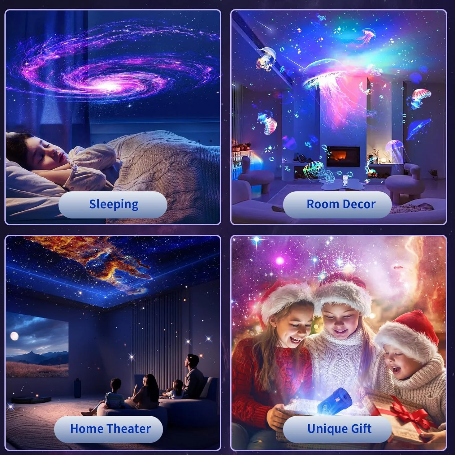 VanSmaGo Projektor Star 8. generacji, projektor Galaxy do sypialni, obraz HD, planetarium, lampka nocna, obracana o 360° mgła z regulowanym przyciskiem i timerem, dla dzieci, sufit, prezent