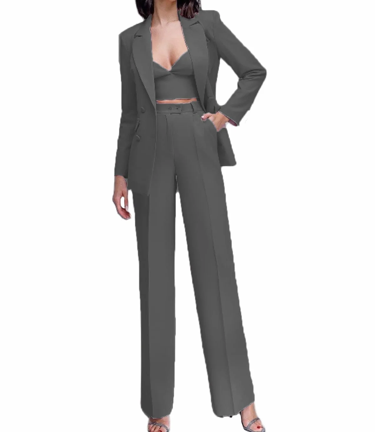 Spodnie garnitur dla kobiet biznes 2 sztuki biurowe damskie garnitury zestawy slim fit formalny garnitur damski