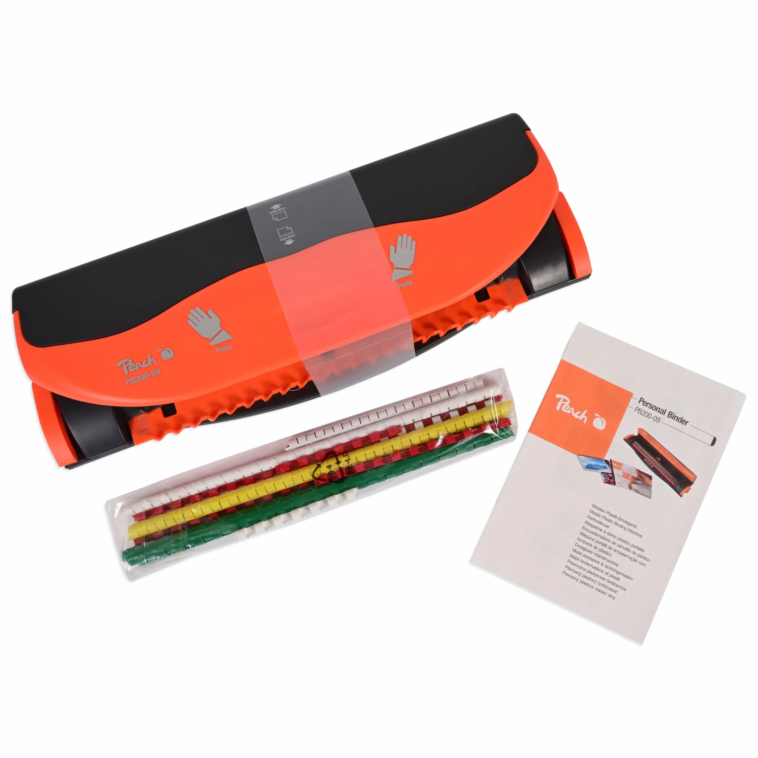 Peach PB200-09 segregator plastikowy | osobisty segregator DIN-A4 | wiąże 50 arkuszy | maks. grzbiety do bindowania 12 mm | 4 arkusze | w zestawie 20-częściowy zestaw startowy