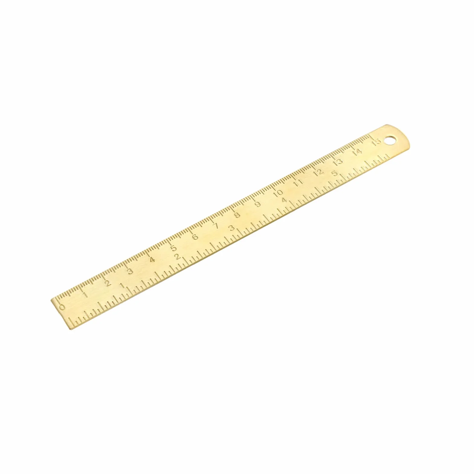 Mosiężne proste linijki - [15 cm x 6 cali] miedziana linijka pomiarowa z podwójną skalą cm do rysowania linii, złoty odcień
