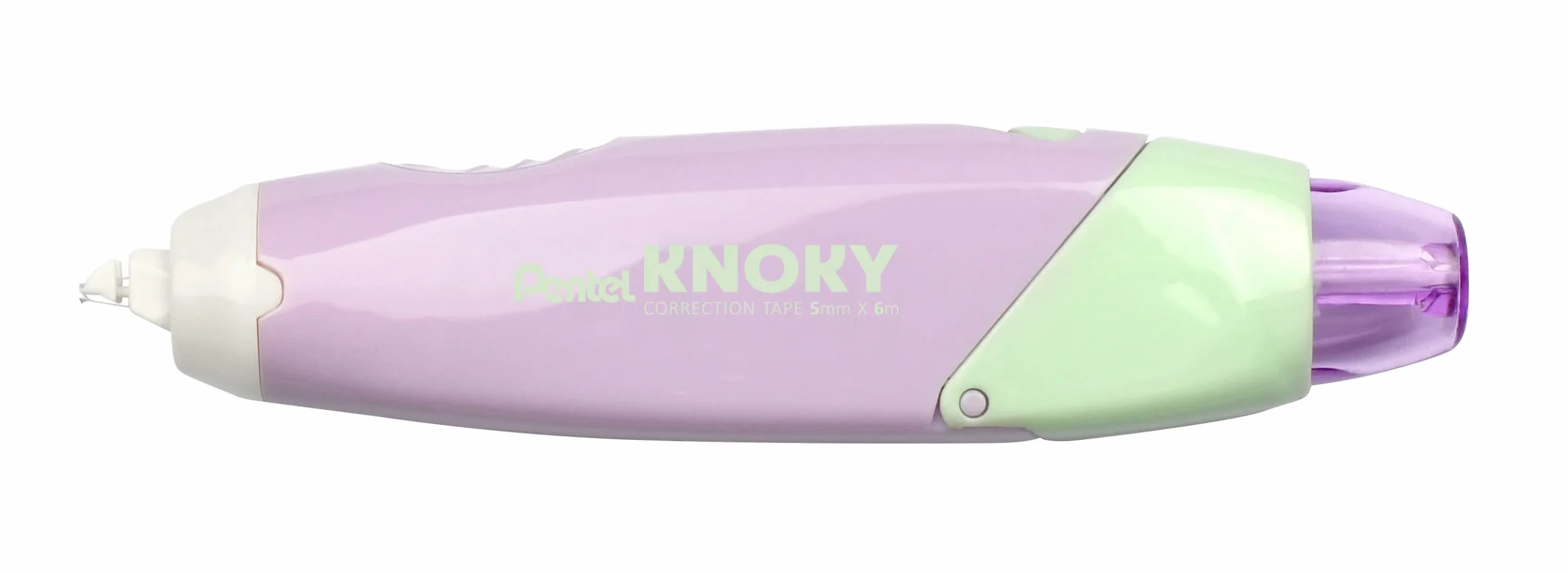 Pentel XZTT805V-WY Knoky taśma korekcyjna z mechanizmem naciskowym, ergonomiczny kształt, do wielokrotnego napełniania, długość 6 m, szerokość 5 mm, kolor koperty fioletowy, 1 sztuka w blistrze