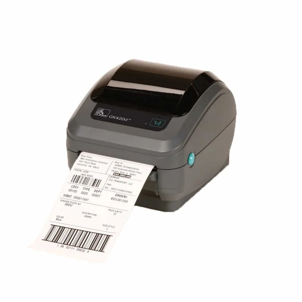 Zebra GK420d - Drukarka etykiet biurowych (bezpośredni druk termiczny, 203 x 203 dpi, 127 mm/s, przewodowa, Ethernet, 8 MB)