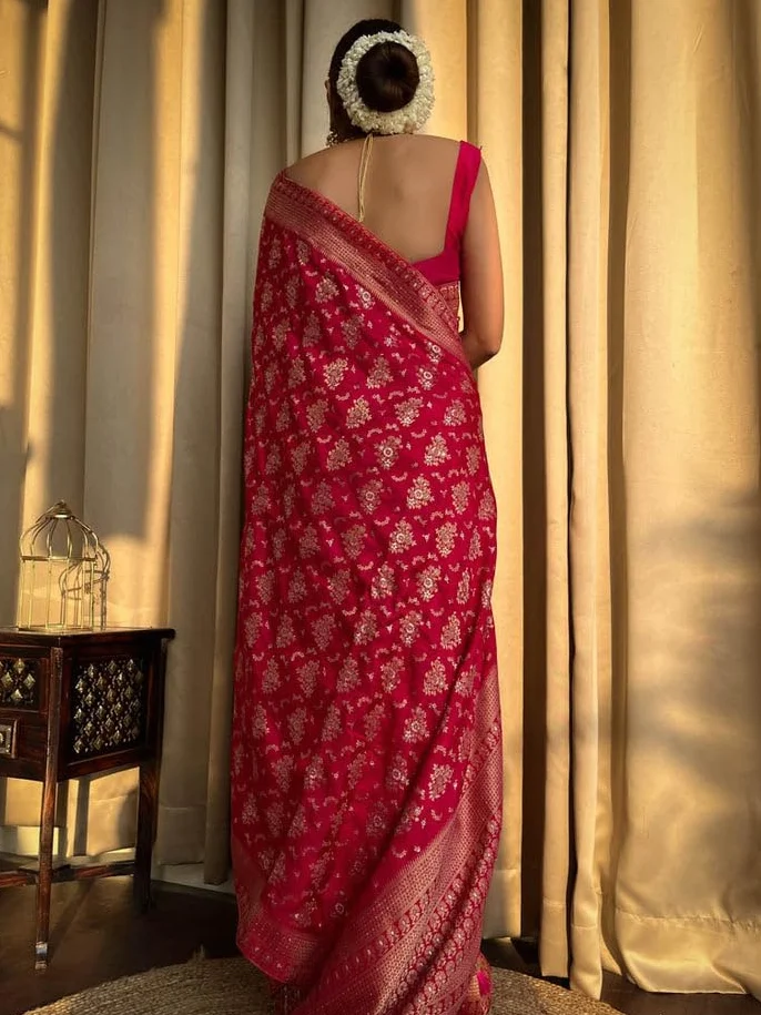 KULIA® Bollywood sari z nieszytą bluzką etniczna ogień tkactwo banarasi żakardowe niebieskie kanjivaram sari indyjska odzież imprezowa prezenty ślubne
