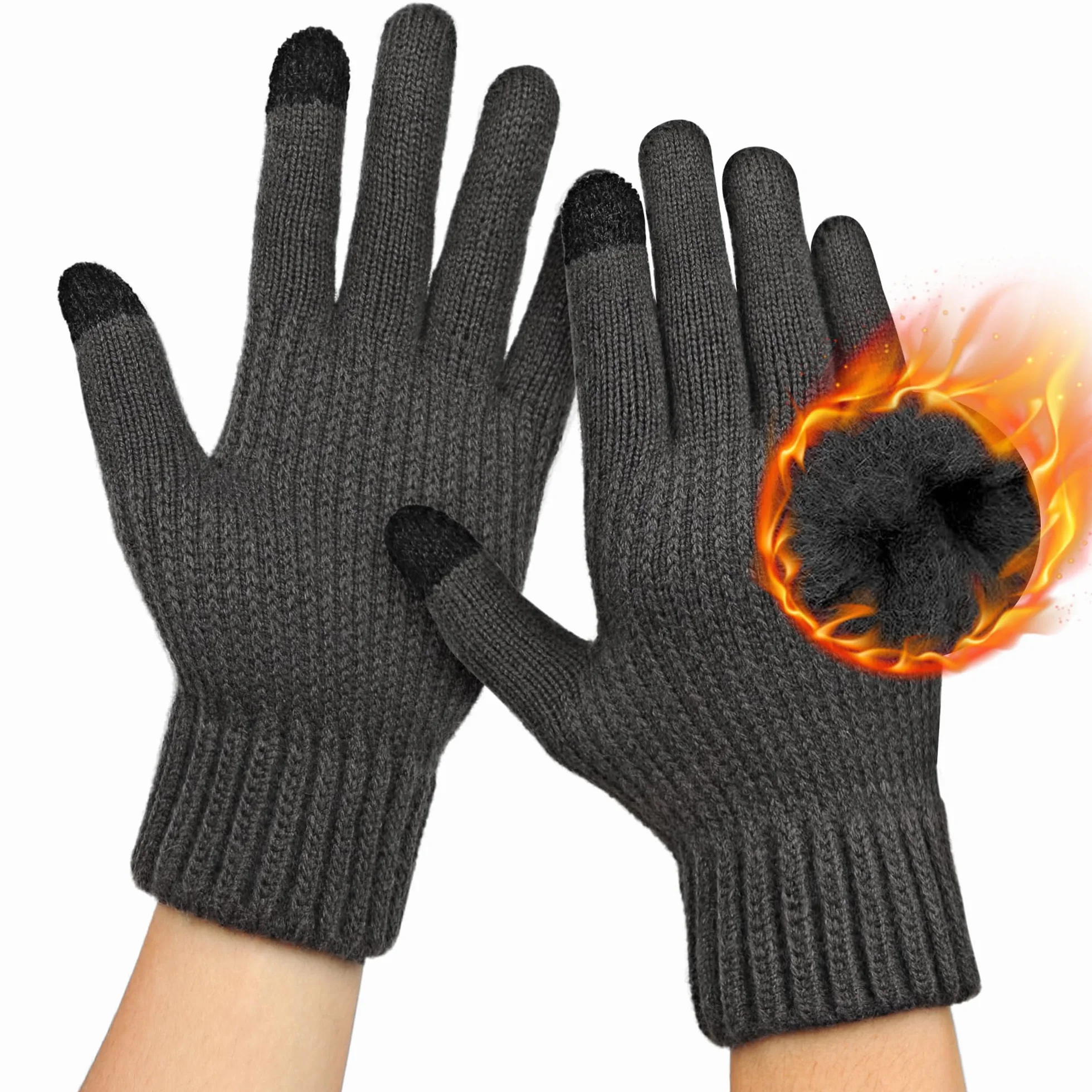 Rękawiczki Mężczyźni Panie, Rękawiczki zimowe ekran dotykowy, Thermal Knitted Gloves with Soft Lining for Running Cycling Leisure Outdoor