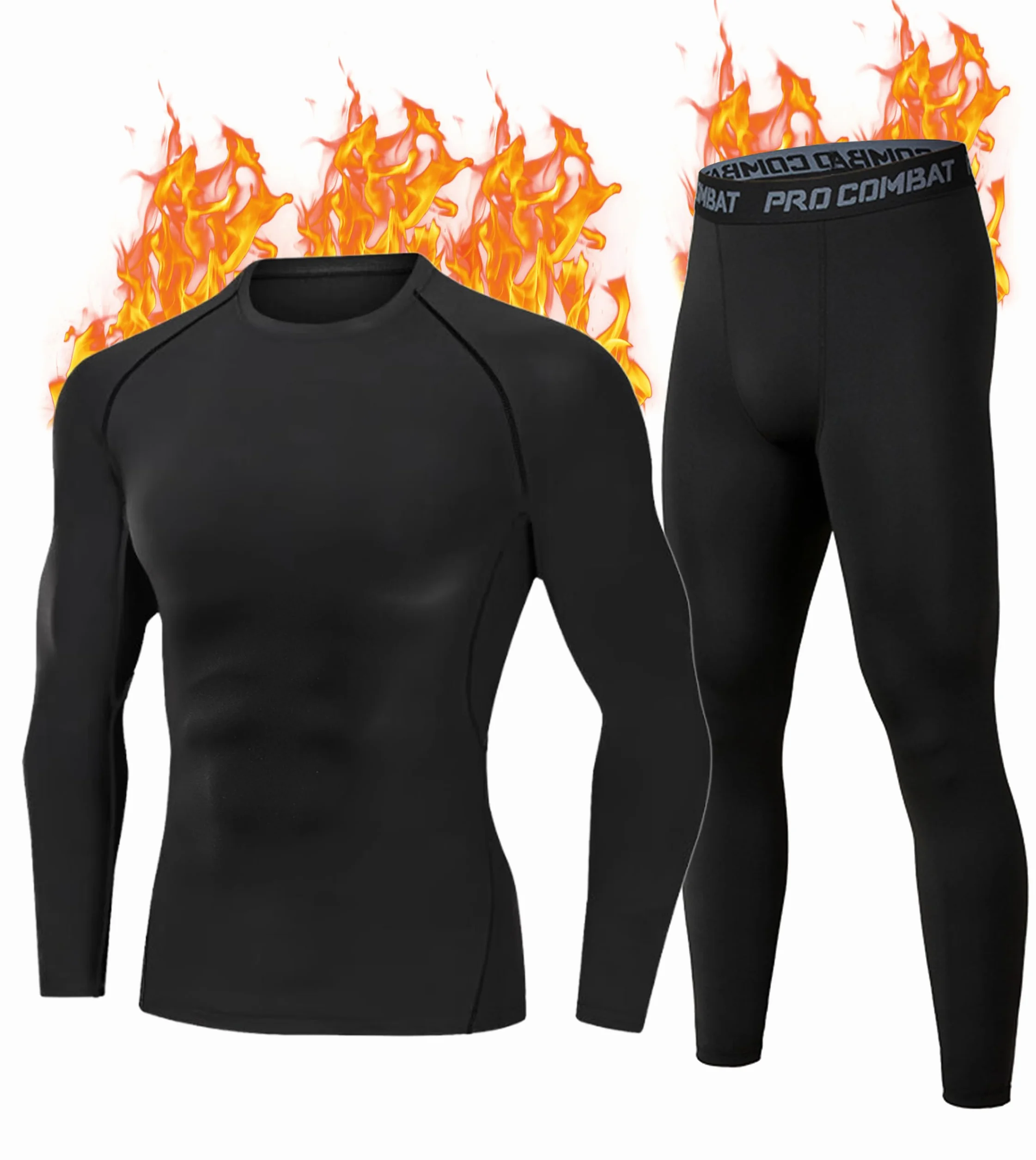 YESWEL Męska Bielizna Termoizolacyjna, Funkcjonalna Bielizna z Fleece wewnętrznym, Bielizna Narciarska na Zimowe Aktywności na Świeżym Powietrzu (M-2XL)