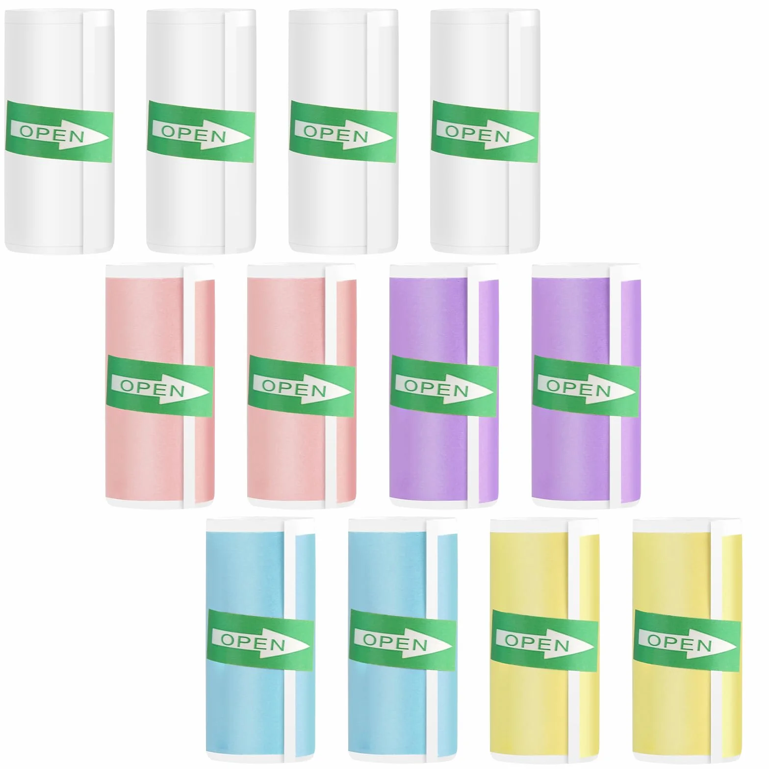 12 rolek papieru termicznego samoprzylepnego, 5 kolorowych mini drukarek naklejkowych, 57 x 25 mm papier termiczny do dziecięcych aparatów do natychmiastowego drukowania i mobilnego druku zdjęć