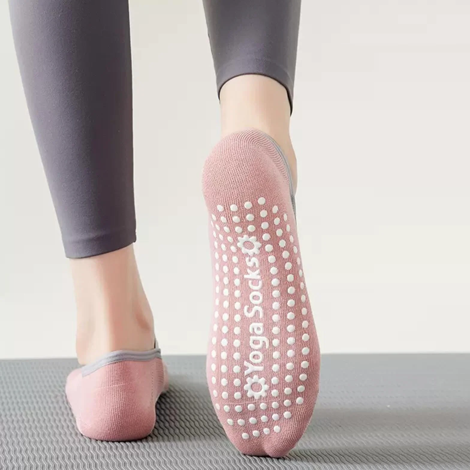 Skarpety damskie do pilatesu, antypoślizgowe, 4 sztuki – przyczepne skarpety do jogi z taśmą krzyżową i bawełną – rozmiar 38-41 – dla reformerów, baletu, fitnessu, ciąży, fizjoterapii