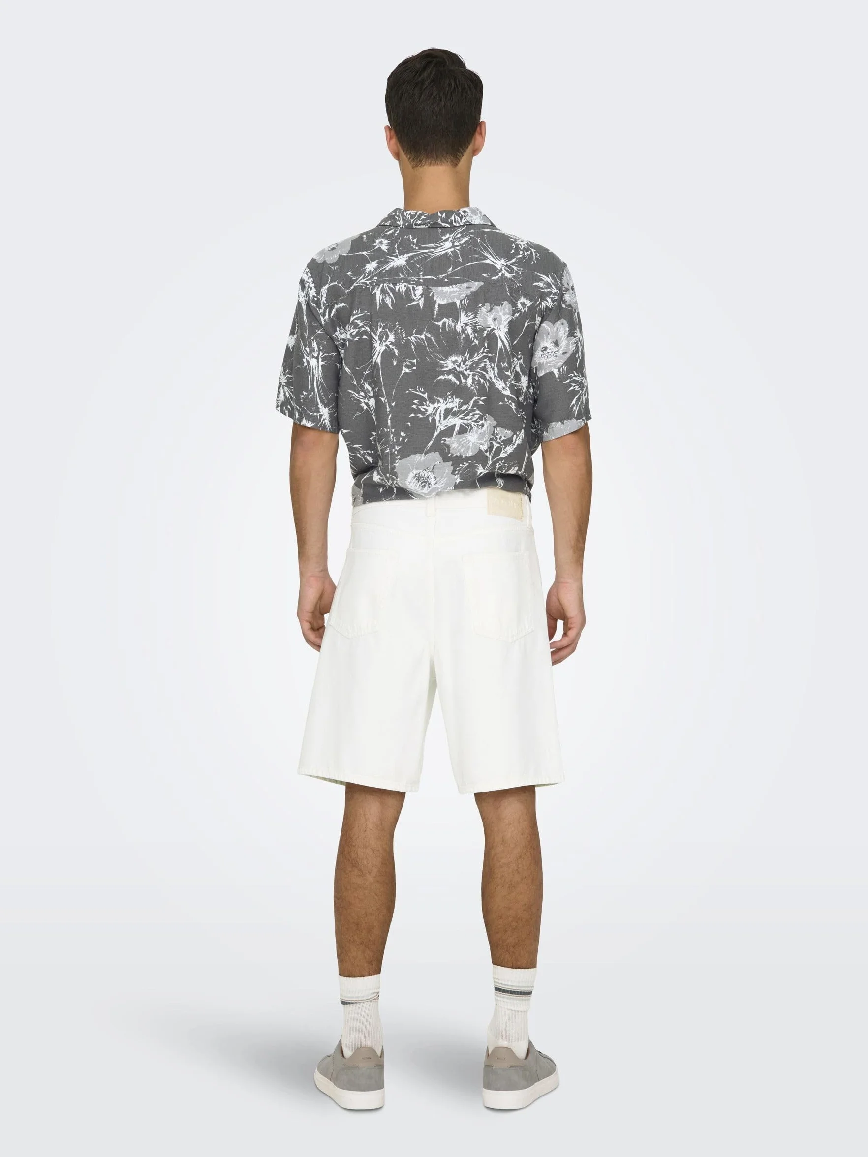 Only & Sons Onsfade Loose White 1662 Pim Dnm Shorts - Szorty jeansowe Mężczyźni