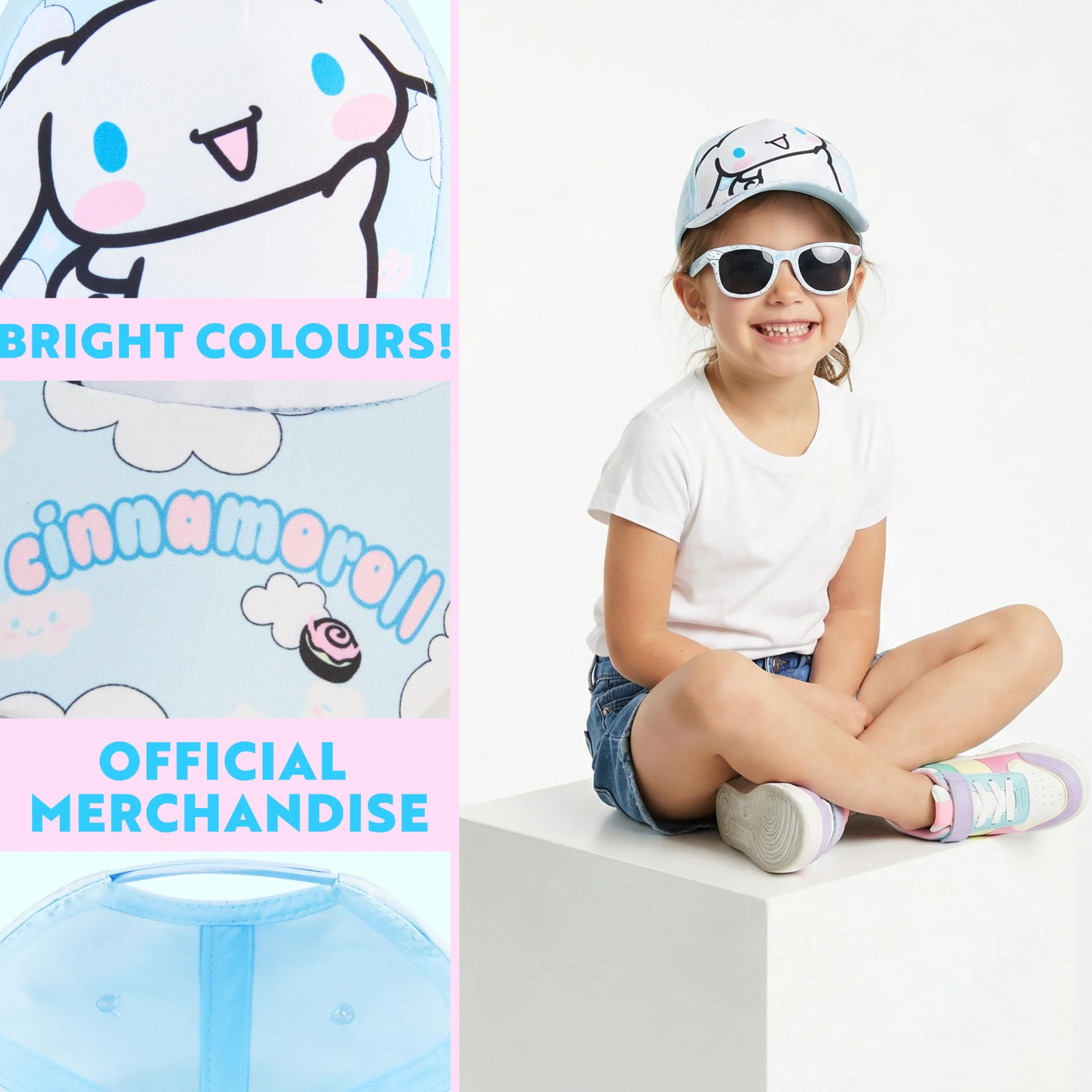 Disney Stitch | Troskliwe niedźwiedzie | Kuromi | Cinnamoroll Dziewczęca czapka z daszkiem Zestaw okularów przeciwsłonecznych UV400, niezbędniki świąteczne