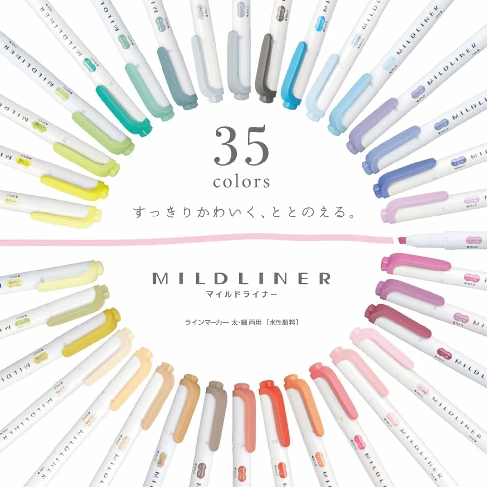 Zestaw markerów marki Zebra Pen Mildliner 35 kolorów w pudełku prezentowym WKT7-35C, wielokolorowy