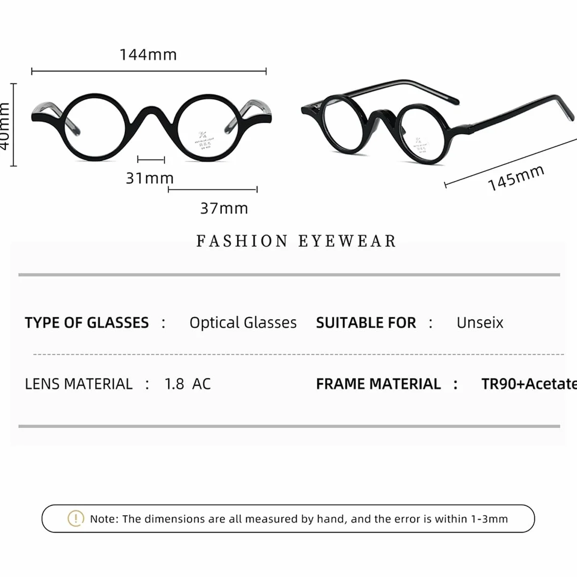 Okrągłe szkła dla mężczyzn i kobiet, okulary w stylu vintage, TR90, małe soczewki, oprawki z przezroczystą soczewką, okulary retro