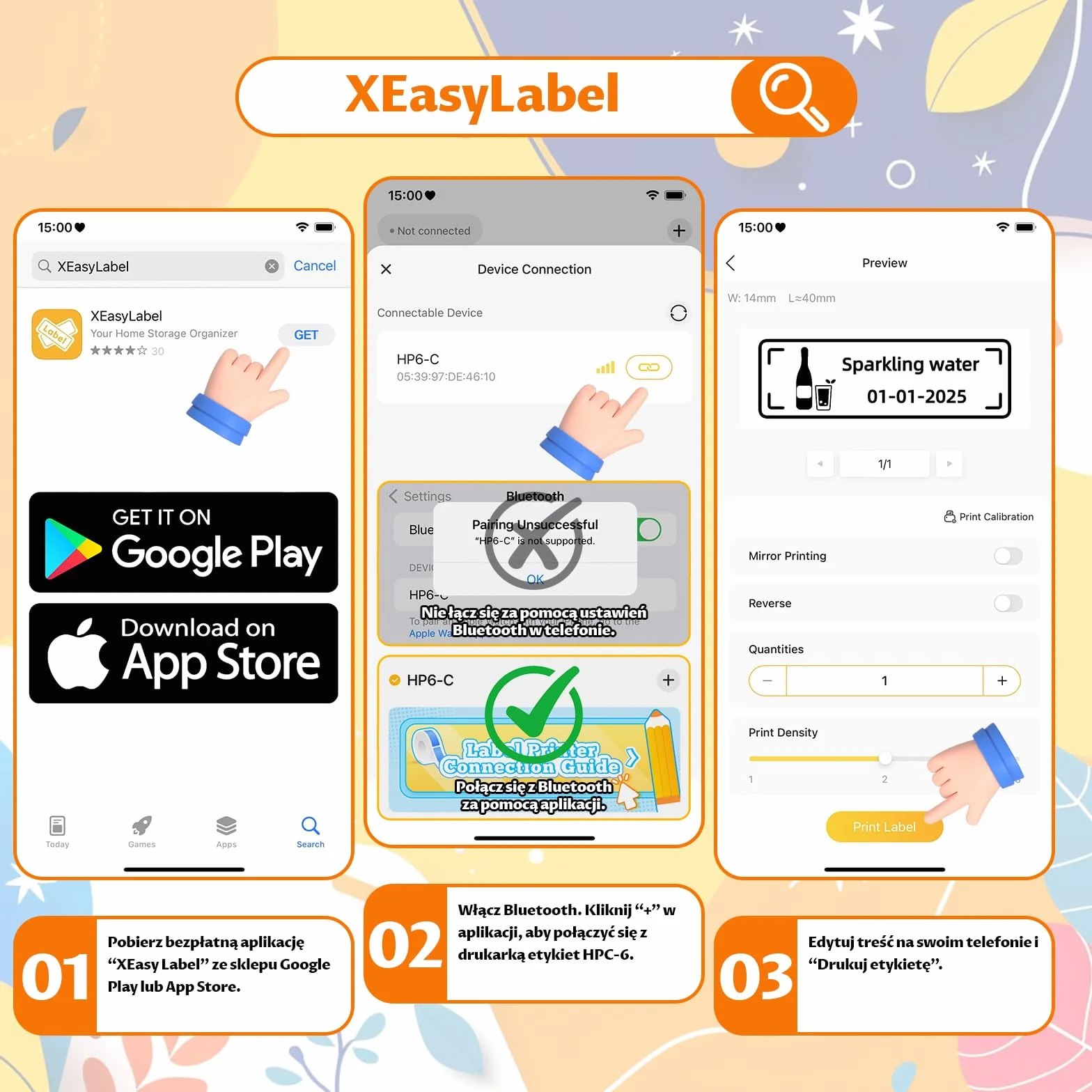 Mini przenośna drukarka etykiet Bluetooth drukarka termiczna z naklejkami, kompatybilna z systemami iOS i Android, drukarka naklejek odpowiednia do biura domowego, szkoły, sklepu