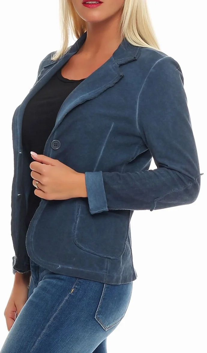 Malito Damska marynarka w stylu spranym, marynarka w stylu basic, krótka kurtka z guzikami, kurtka - kurtka - Blouson 1652