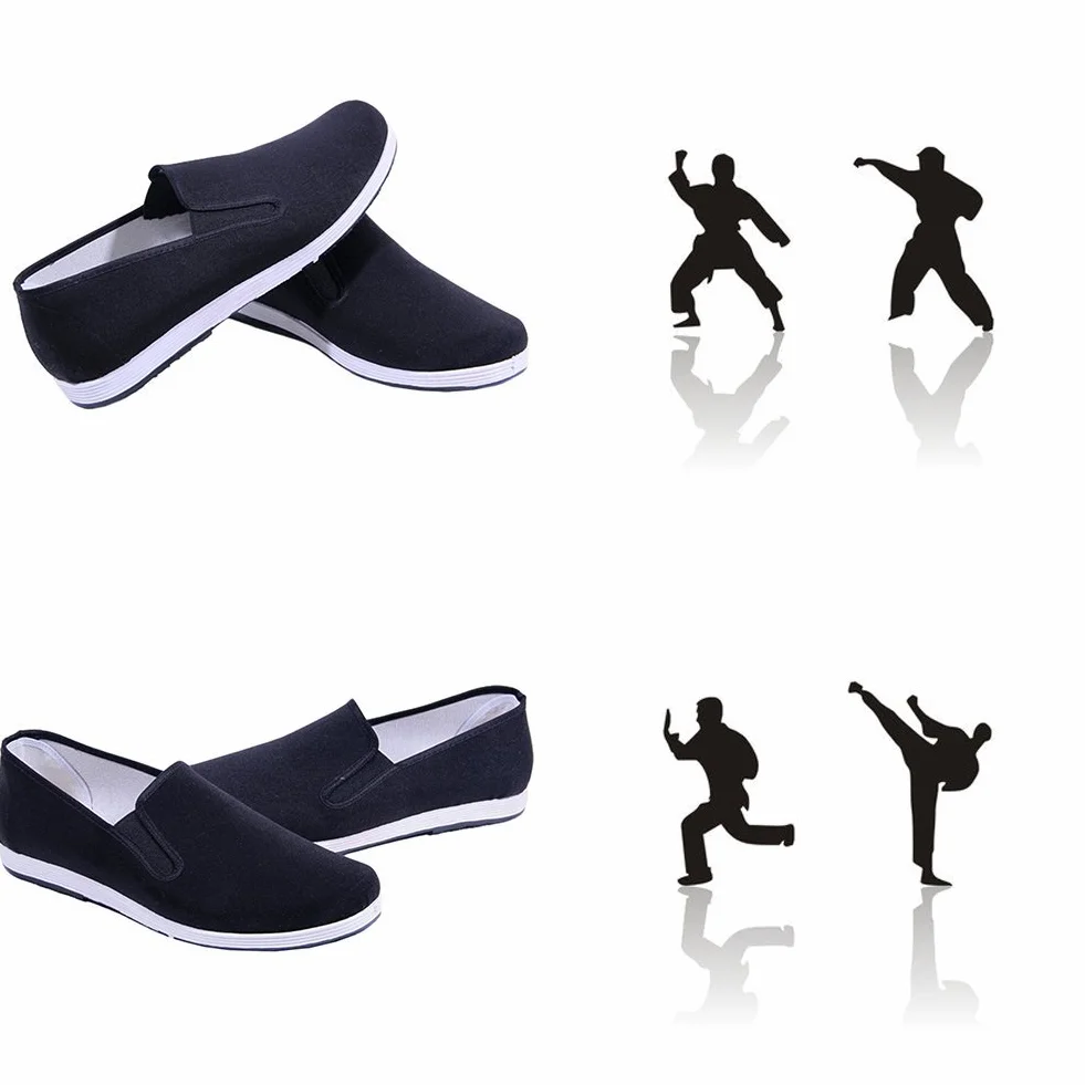 Chińskie Tradycyjne Stare Buty Pekińskie Buty Kung Fu Tai Chi Gumowa Podeszwa Unisex Czarny