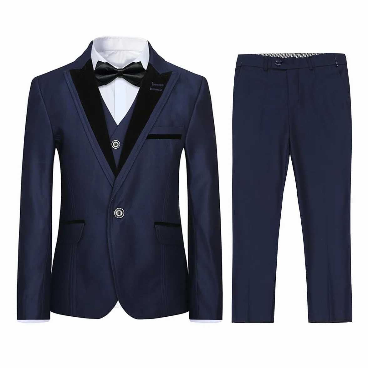Chłopięcy kostium 3 częściowy klasyczny slim fit ślubny studniówkę Tuxedo kurtka spodnie i kamizelka