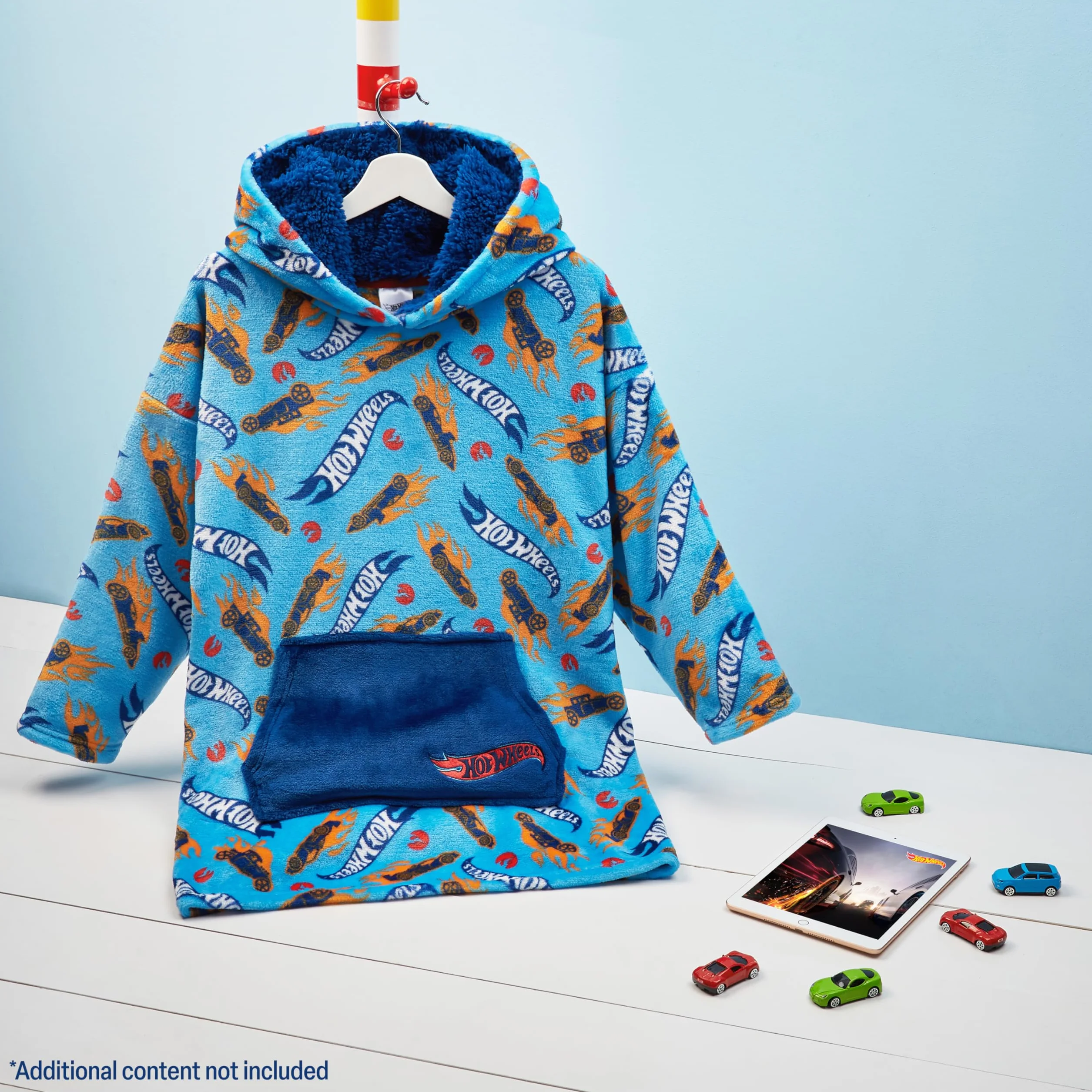 Hot Wheels Bluza Oversize Bluza Koc dla dzieci, niebieski, Talla única