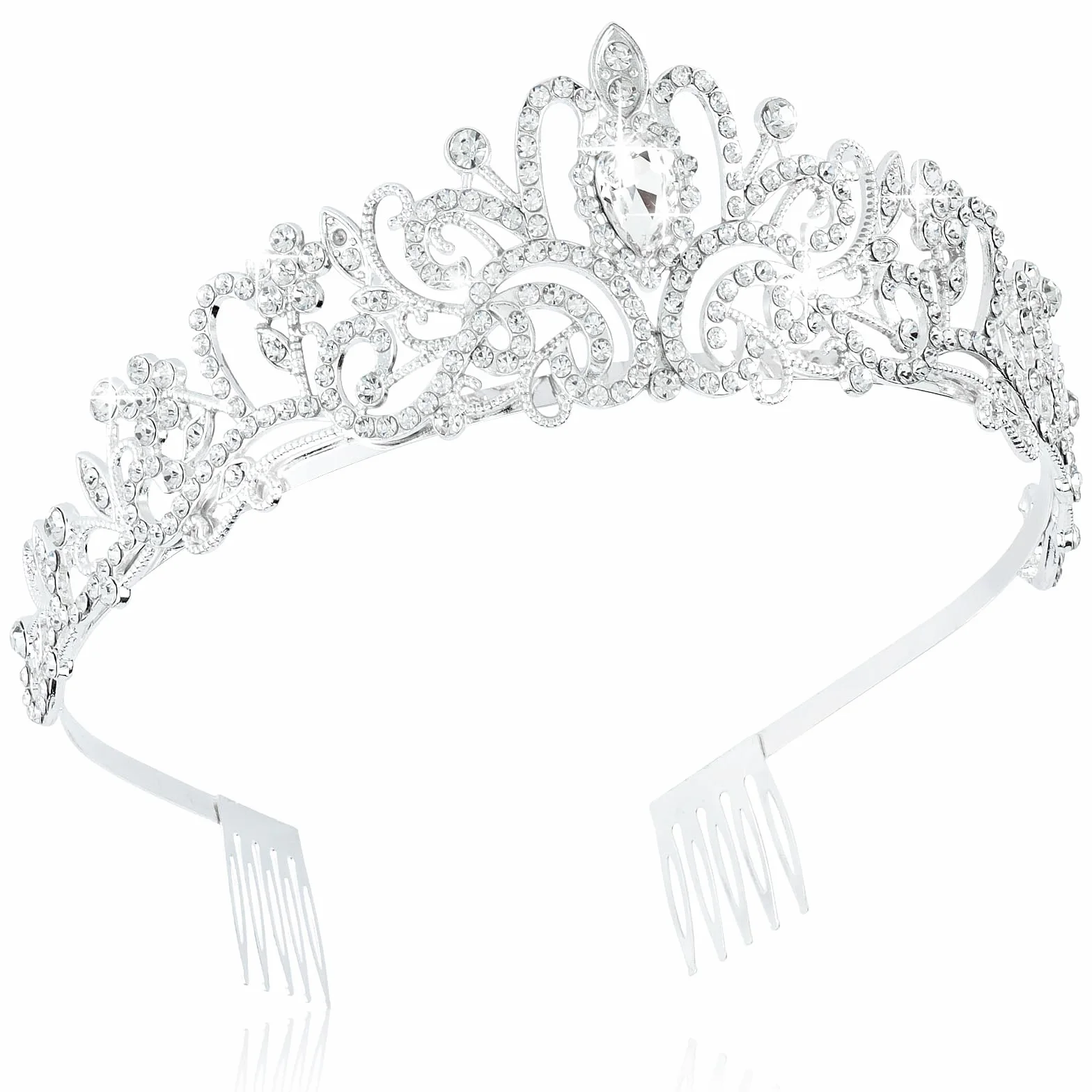 Korona damska, tiara kryształowa korona z grzebieniem ze strasu, diadem do wesela, panny mlodej, karnawału, urodzin, Roszpunka, opaska do włosów, okrągła opaska do włosów, ozdoba