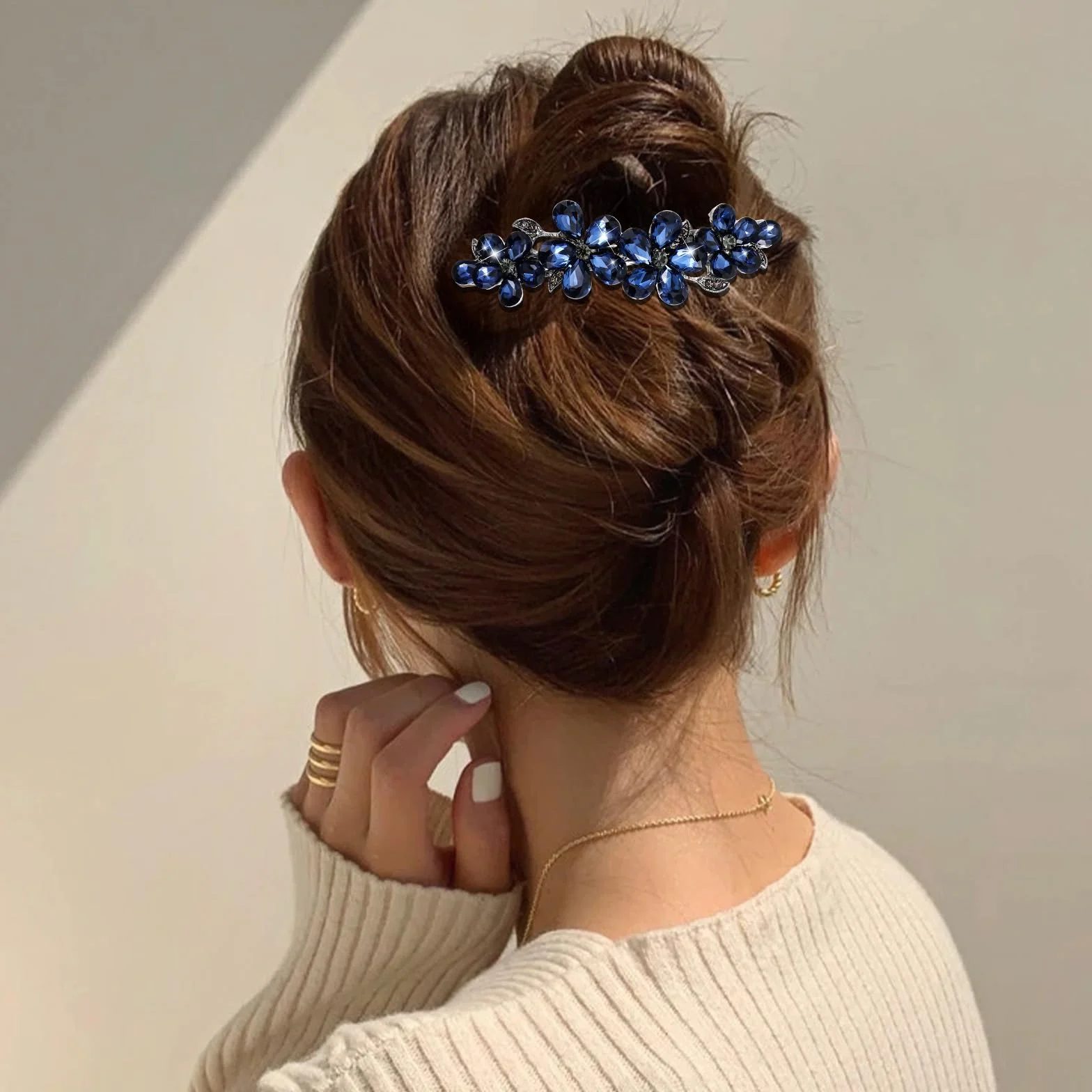 Niebieska, kryształowa spinka do włosów, luksusowa biżuteria, styl vintage, stras, barrettes Sparkly, ozdoba do włosów, dla kobiet i dziewcząt, wieczorne przyjęcie, wesele, do codziennego użytku
