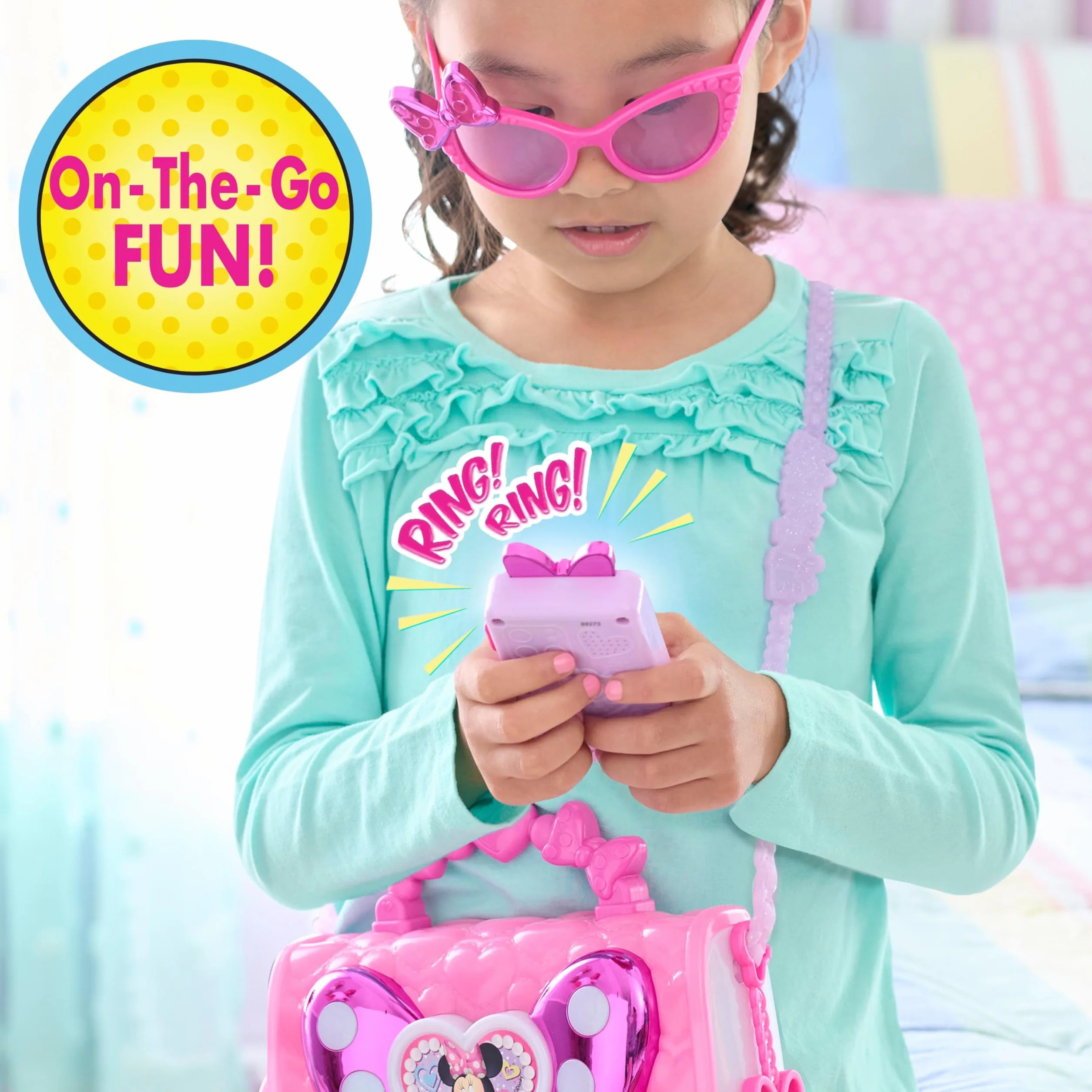 Disney Junior Minnie Mouse Bowfabulous Bag Set, 7-piece Dress Up and Pretend Play Toy Purse