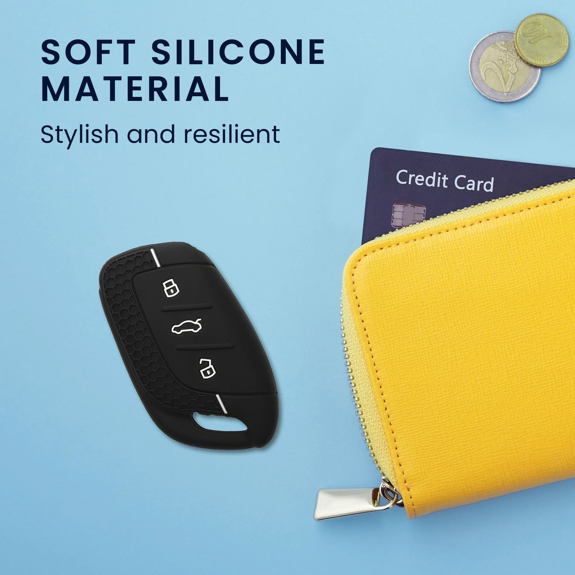 kwmobile Etui ochronne na kluczyki samochodowe, kompatybilne z 3 przyciskami, ZS MG4, MG5, MG6, etui na klucze, wykonane z silikonu, w kolorze czarno-białym