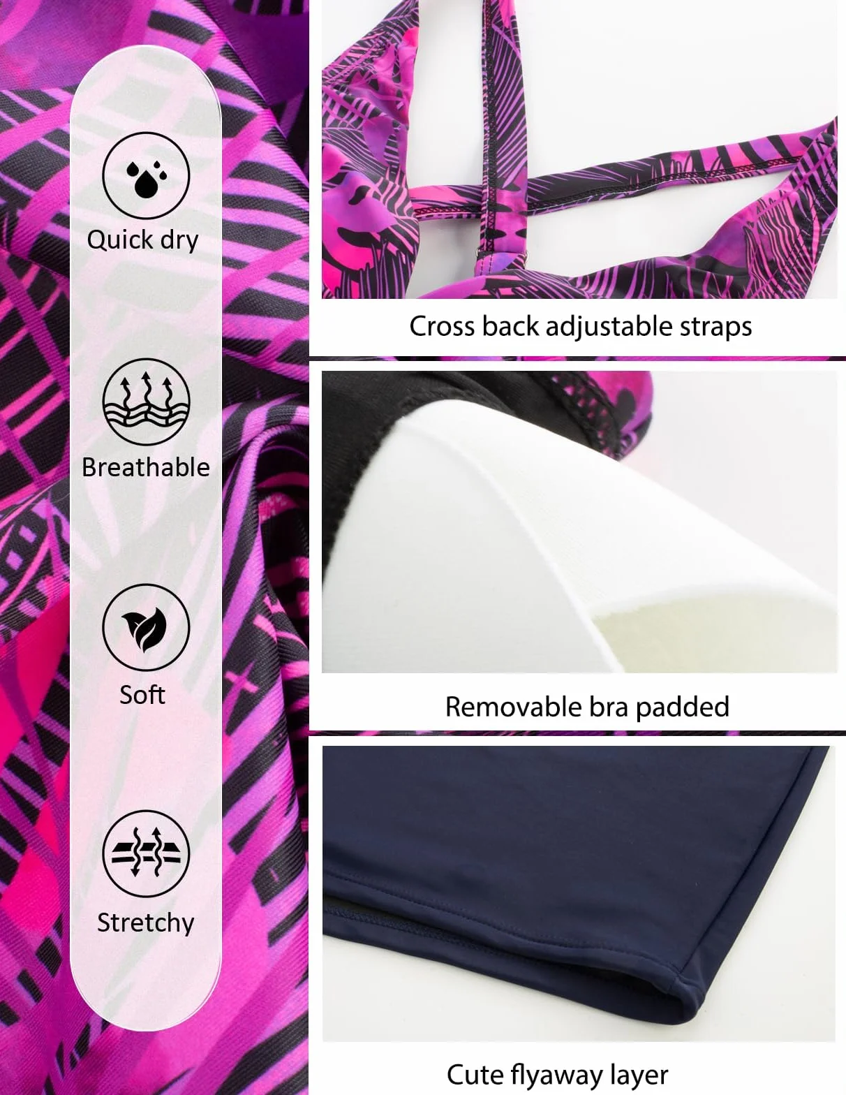 Hanna Nikole Damski plus size zwiewny top tankini dekolt w serek strój kąpielowy top wiązany strój kąpielowy top bez spodni