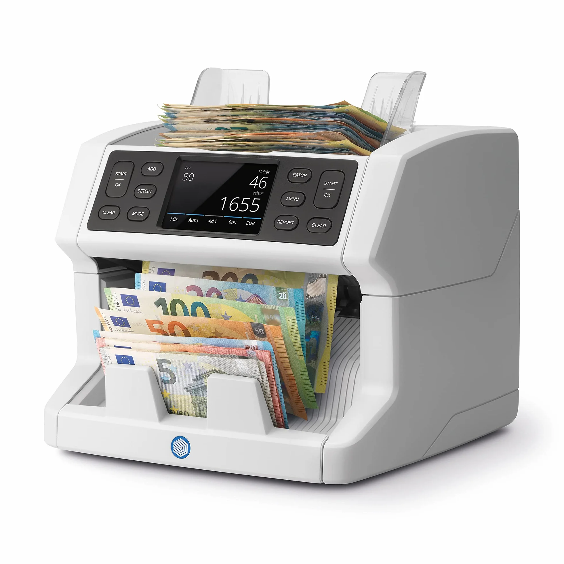 Safescan 2865-S - Szybka liczarka wartości banknotów do nieposortowanych polskich banknotów z wielojęzycznym interfejsem i wysokiej jakości 7-krotnym wykrywaniem fałszerstw