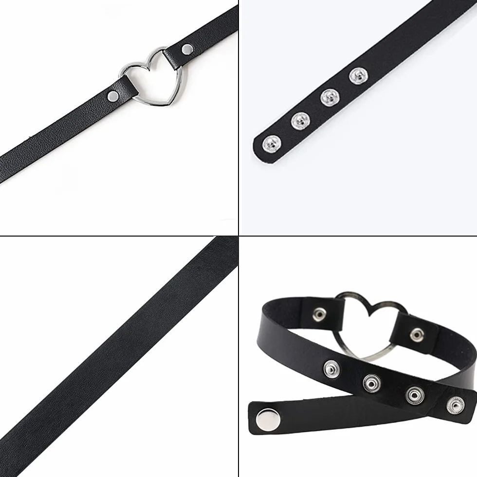 HIQE-FL skórzany choker, gotyckie nity, obroża gotycka, choker gotycki na szyję, punkowa skórzana obroża, Metal