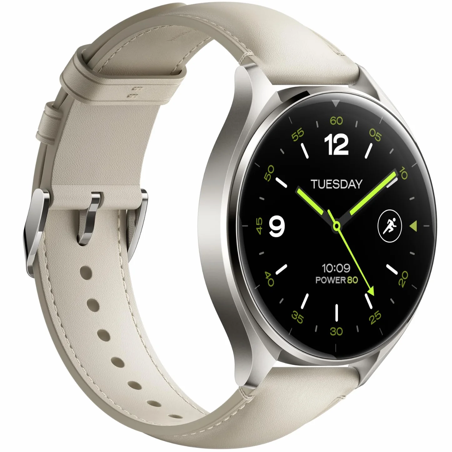 Xiaomi Watch 2 Titan Gray Case z białym skórzanym paskiem