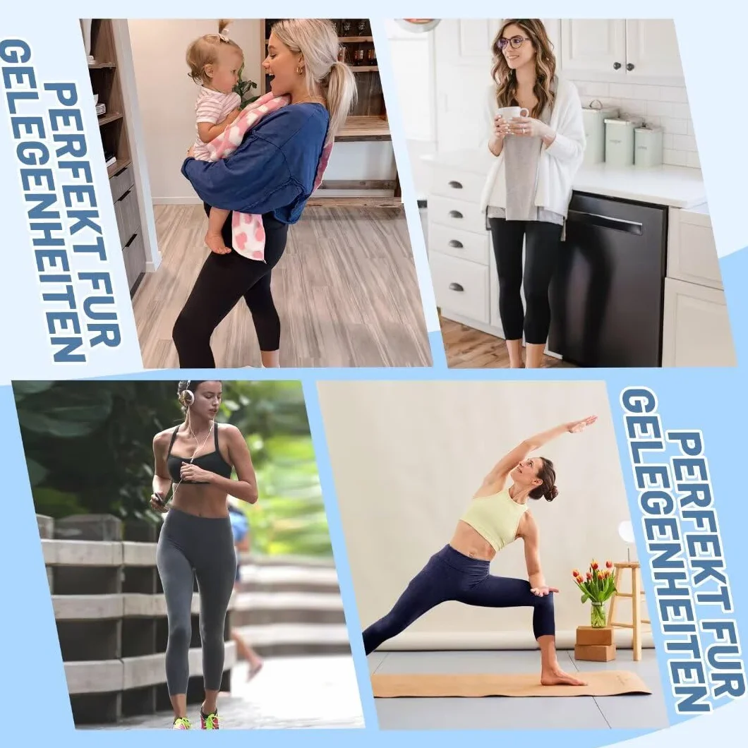 TNNZEET 3-pak Capri legginsy damskie 3/4 do uprawiania sportu, 7/8 legginsy z wysokim stanem, spodnie sportowe na siłownię, jogę