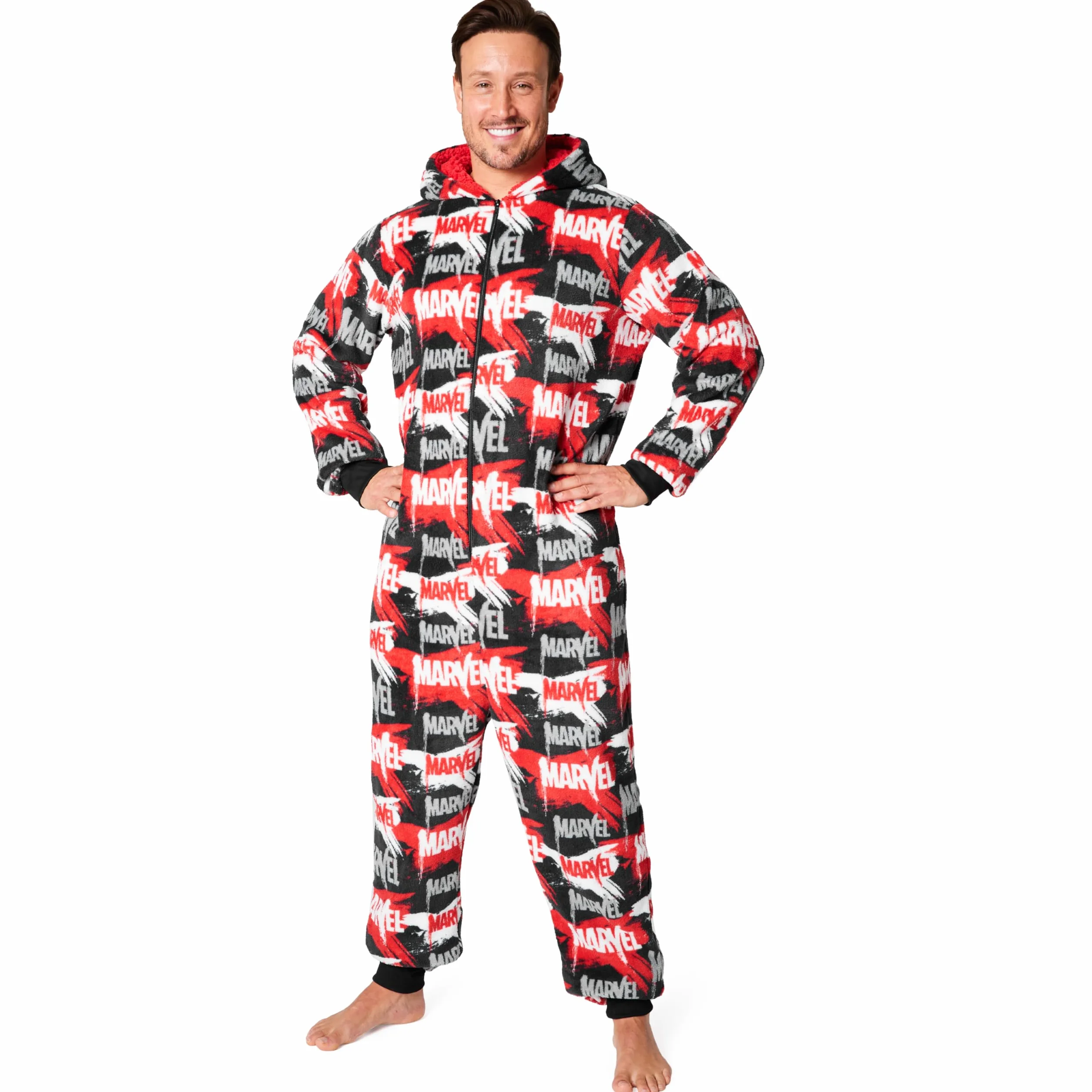 Marvel Onesies dla mężczyzn i nastolatków - Puszysty polar z kapturem dla mężczyzn S-3XL odzież wypoczynkowa - prezenty dla mężczyzn