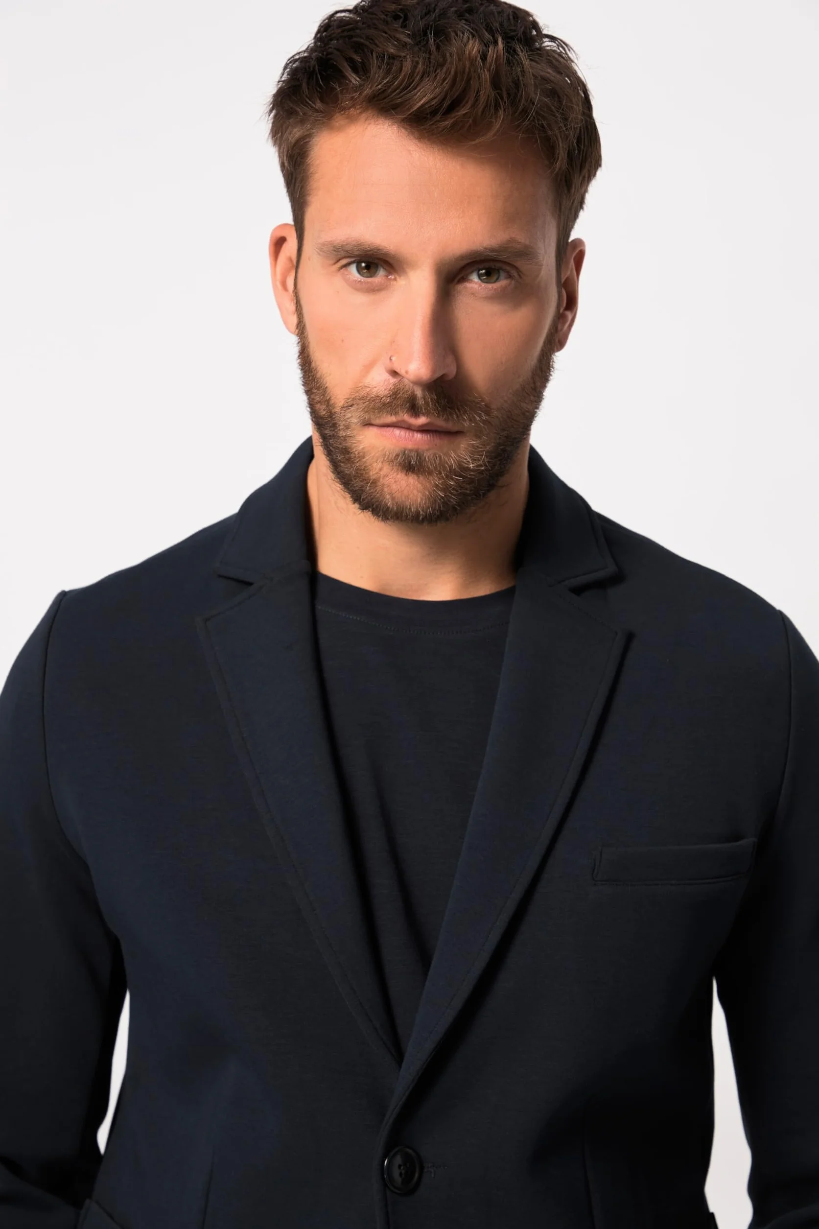 JP 1880 Męskie duże rozmiary, ponadgabarytowe, odzież męska, L-8XL, marynarka dżersejowa New York, FLEXNAMIC®, Business, zestawy konstrukcyjne, do 8 XL 806498, granatowy, 8XL