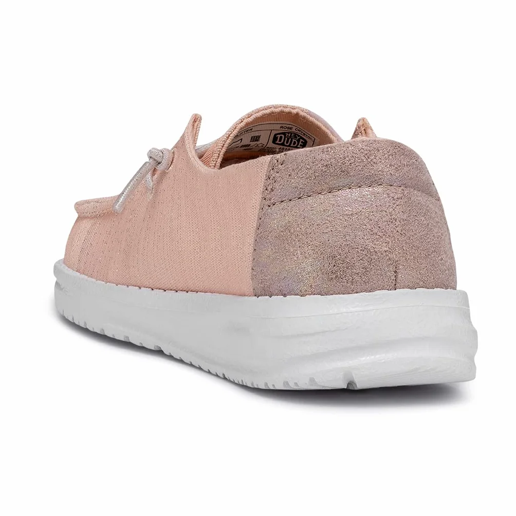 Hey Dude Wendy Youth Glitter Moccasin, Rose Crystal, 31 EU, Różowy kryształ., 31 EU