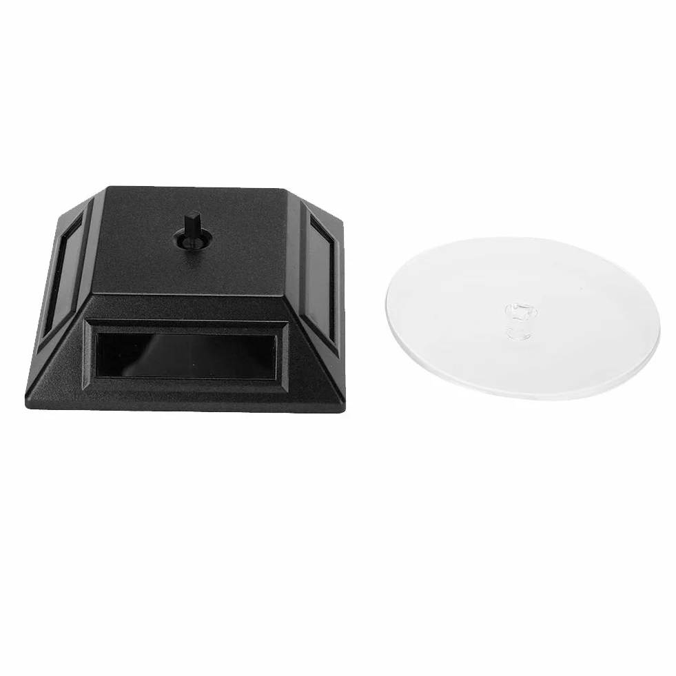 Solar Gramofon Obrotowy Stojak 360 °, Stojak Solarny Gramofon Obrotowy Zegarek Telefon Stojak na Biżuterię, Biżuterię Spinner Watch Hobby Collection Półka(czarny)