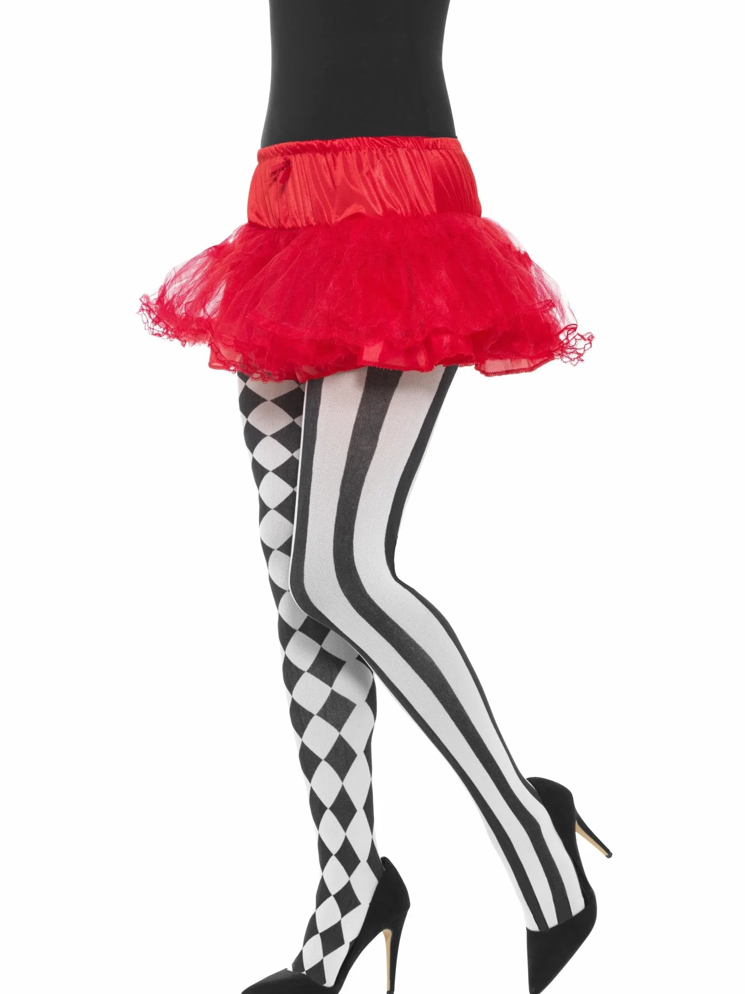 Harlequin Tights, White & Black