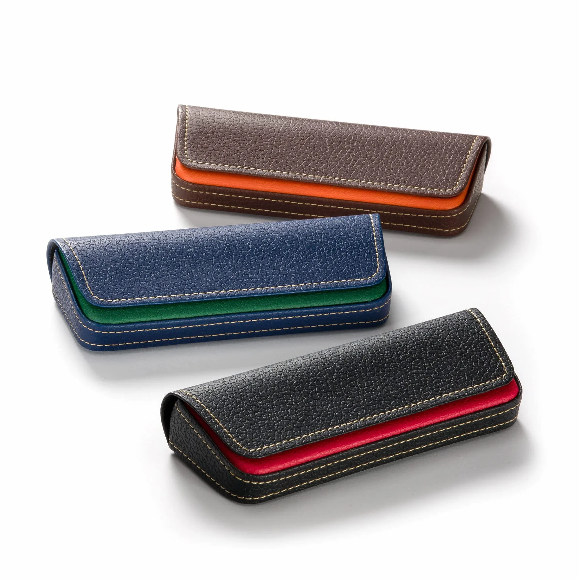FEFI - Eleganckie etui na okulary w dwóch tonach skóry, ZIELONY, M