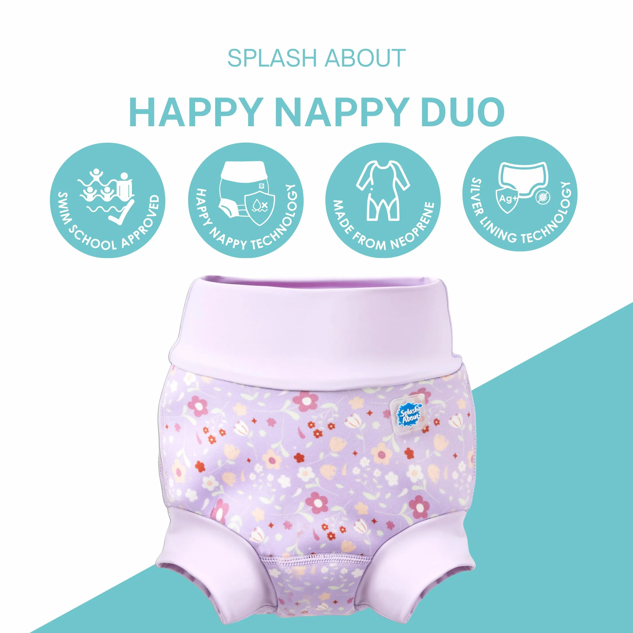 Splash About Happy Nappy Duo, wielokrotnego użytku Swim Nappy, Fioletowy, 4-5 años
