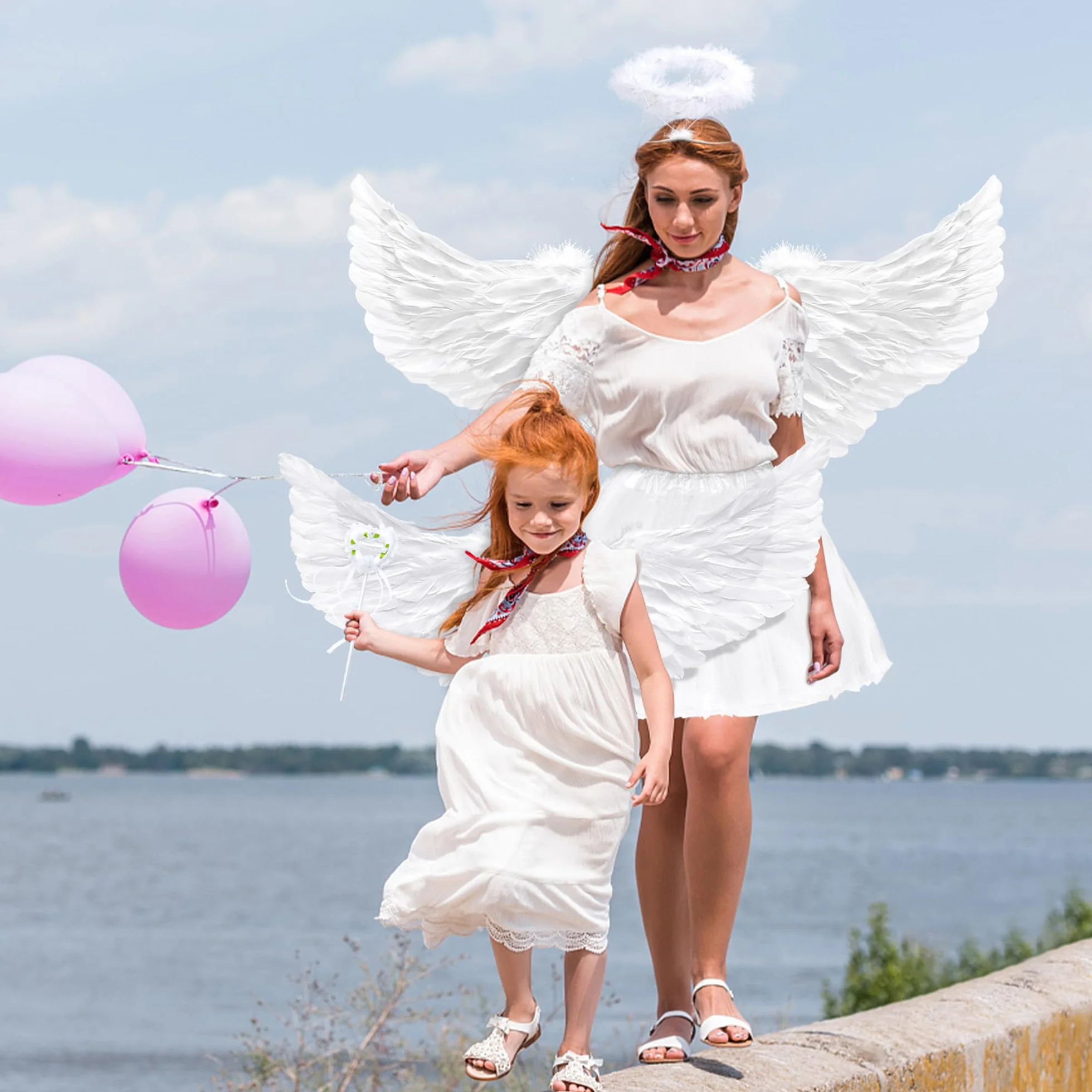 Skrzydła anioła, skrzydła anioła i halo, kostium anioła, akcesoria z tiulową spódnicą tutu, dla kobiet i dziewcząt, na Halloween, Boże Narodzenie, karnawał, imprezę tematyczną