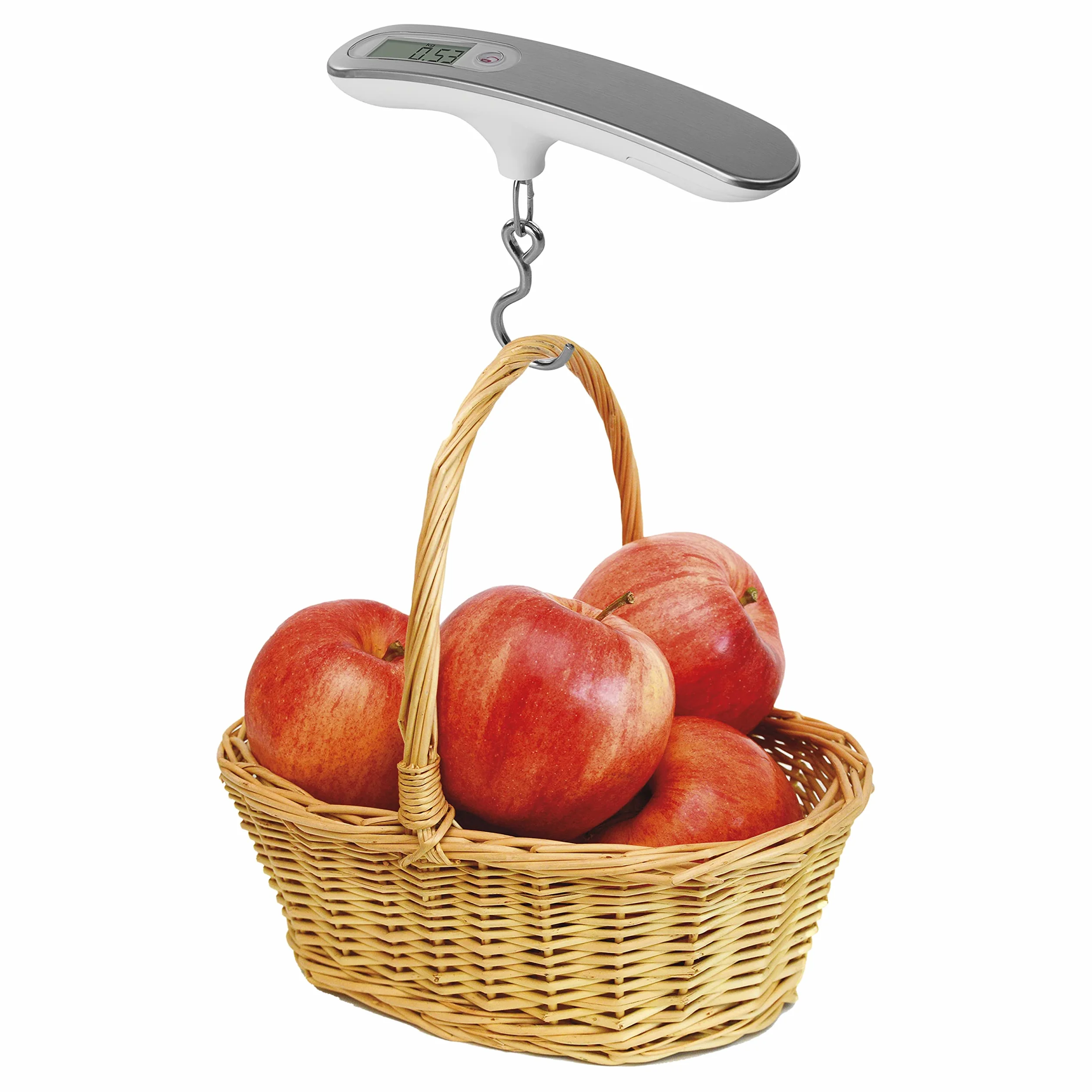 EMOS PT-506 EV020 cyfrowa waga wisząca/waga bagażowa/waga ryba/waga bagażowa/waga podróżna z funkcją ważenia, pasek, ekran LCD, maks. 50 kg, dokładność 10 g, baterie w zestawie