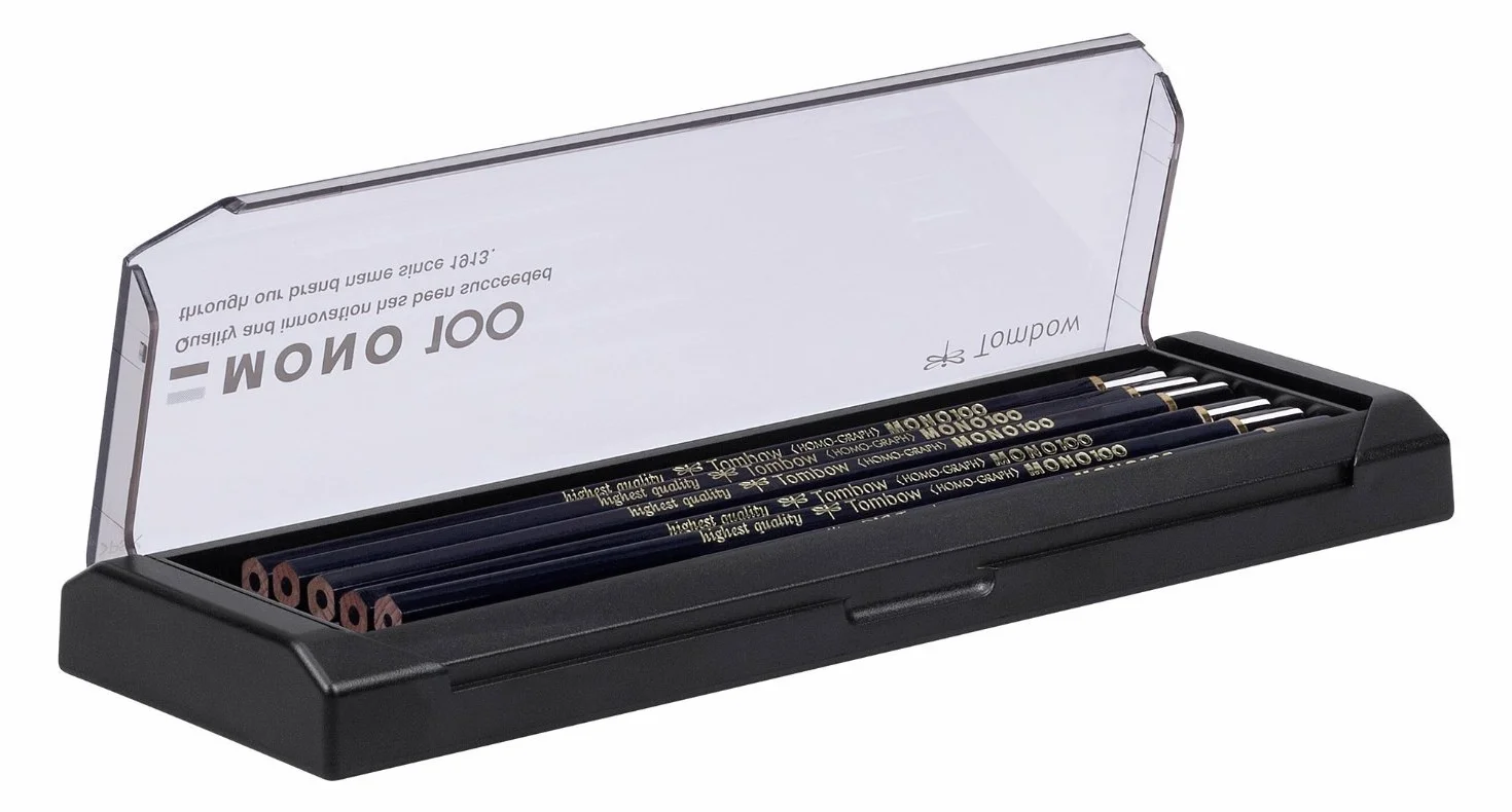 Tombow MONO-100-AS ołówek Mono 100, zestaw 12 sztuk, czarny