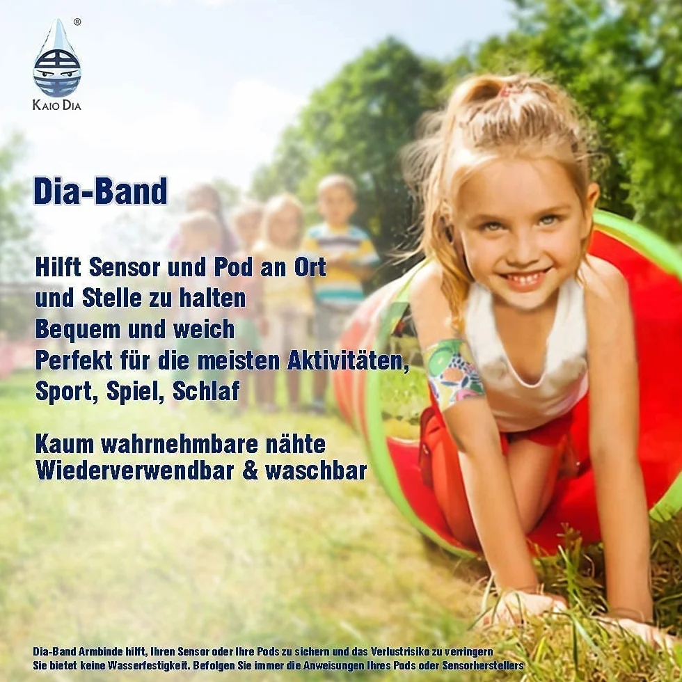 Dia-Band dla dzieci, opaska podtrzymująca i ochronna do czujnika glikemii Freestyle Libre, Medtronic, Dexcom lub Omnipod - opaska na głowę dla cukrzycy wielokrotnego użytku (Junior.XS (17-19 cm))