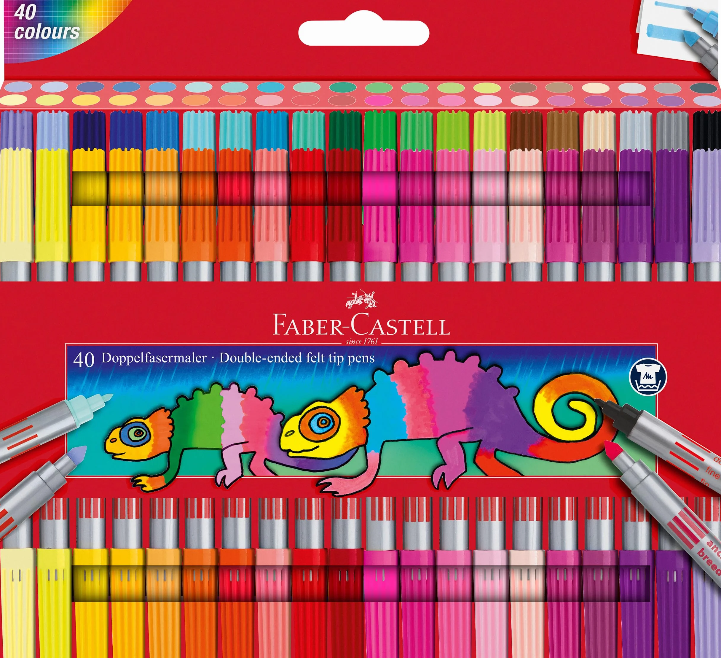 Faber-Castell 151140 - Zestaw flamastrów z 40 podwójnymi końcówkami dla dzieci i dorosłych