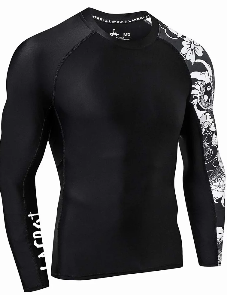 LAFROI Męska koszulka termoaktywna z długim rękawem, UPF 50+ Performance Fit, Kompresja, Rash Guard - CLYYB