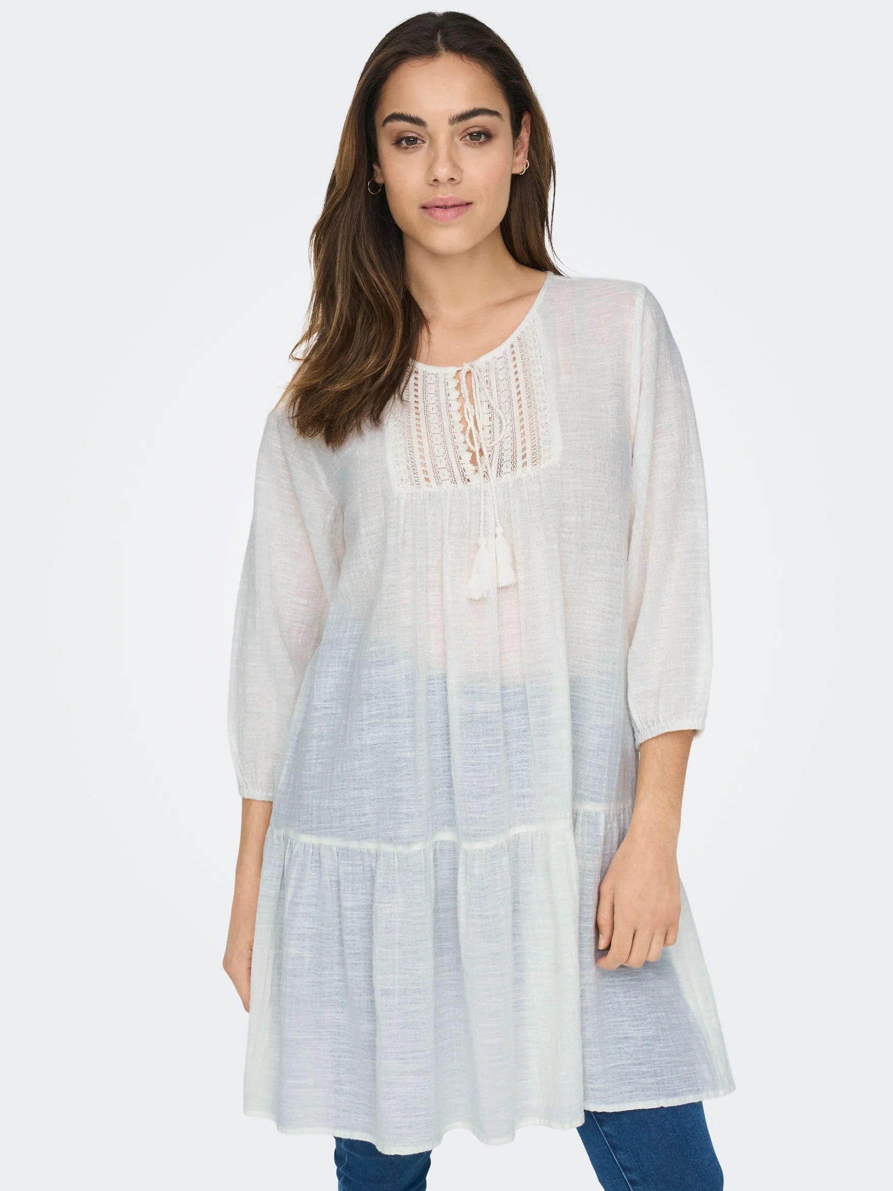 ONLY sukienka tunika Kobiety Onlvinnie Life 3/4 Lace Tunic Wvn Noos
