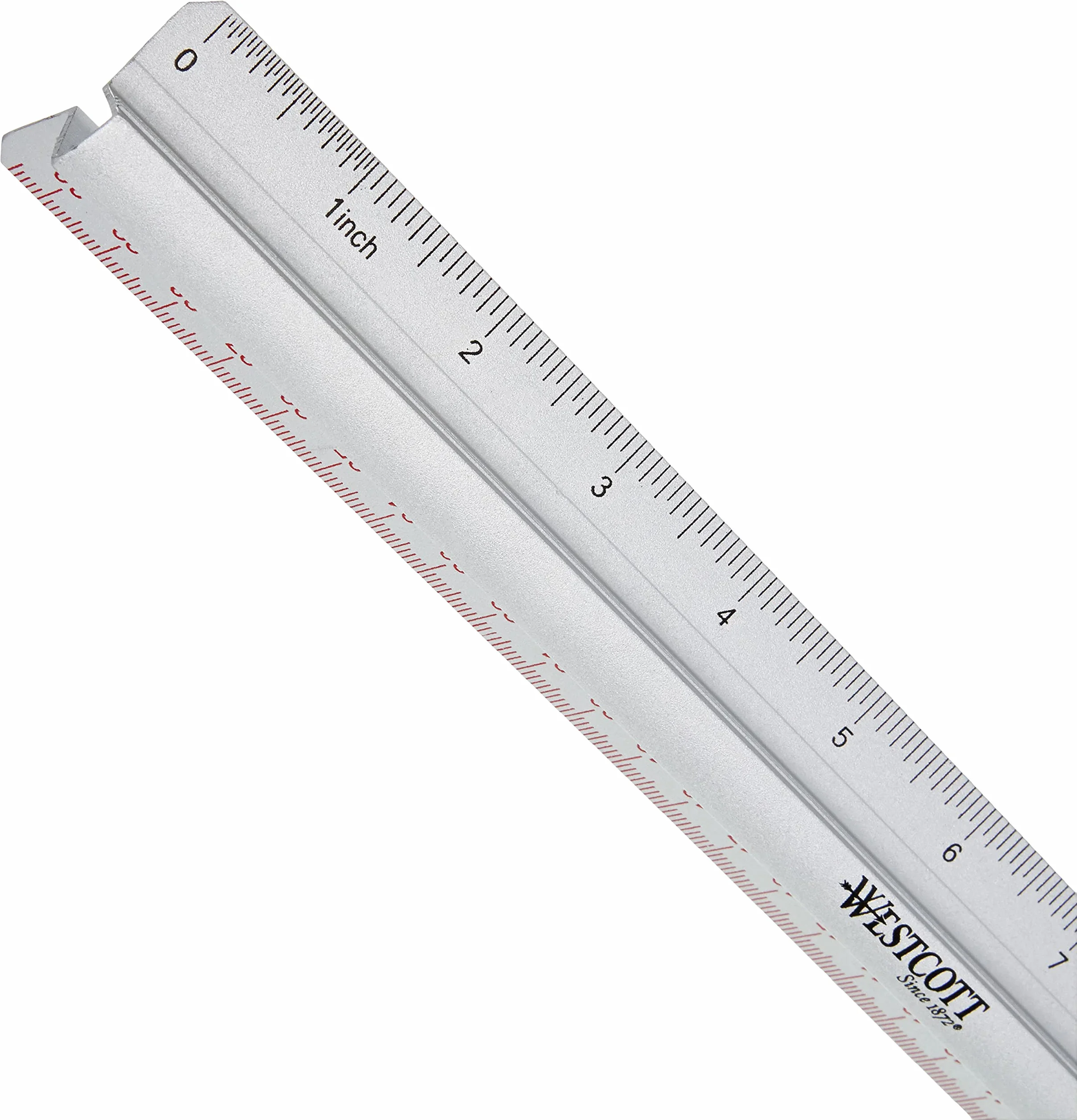 Westcott 12"/300 mm podniesiony uchwyt aluminiowa linijka ze skalą metryczną i imperialną - srebrna